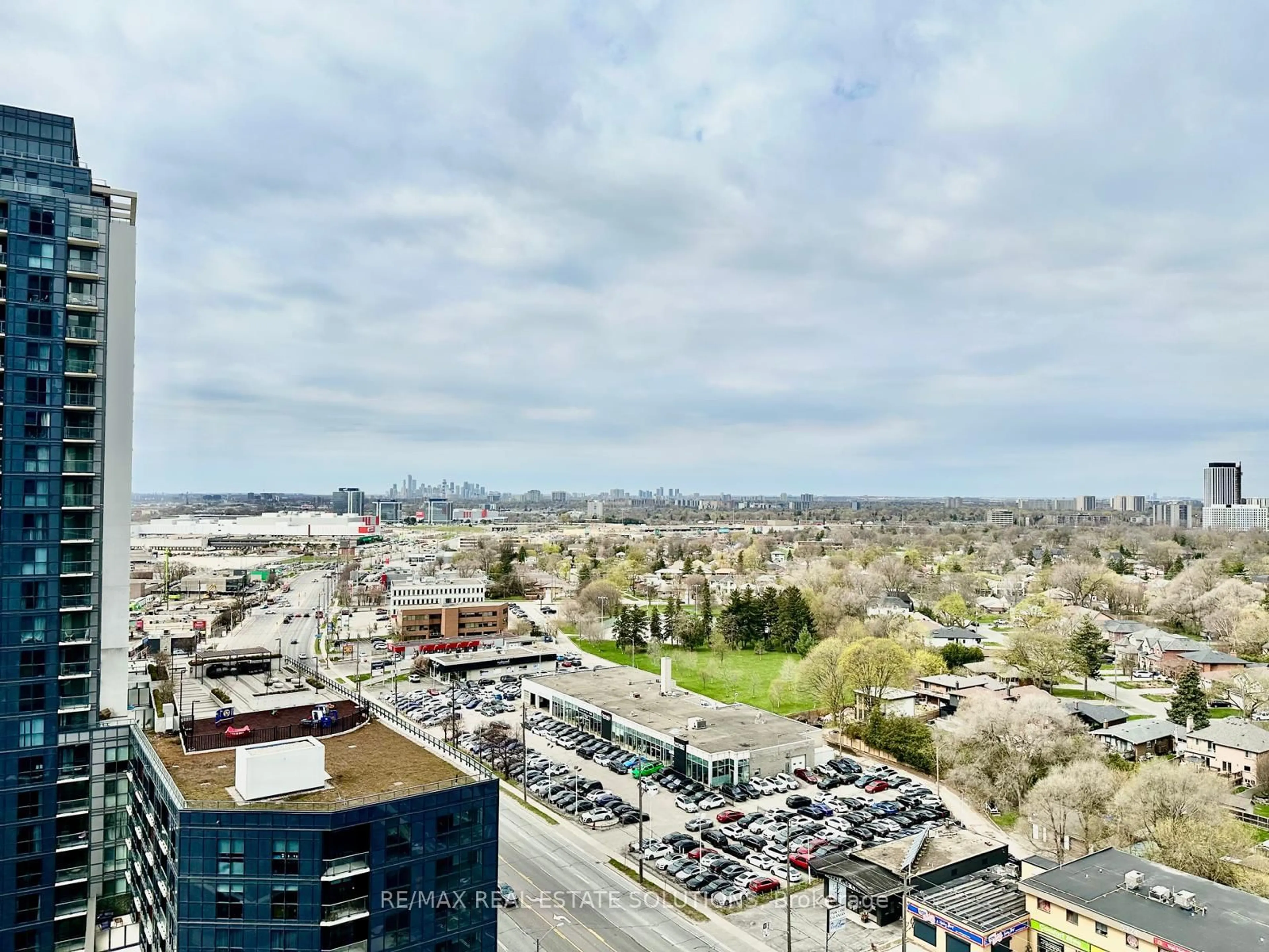 A pic from outside/outdoor area/front of a property/back of a property/a pic from drone, city buildings view from balcony for 30 Samuel Wood Way #1611, Toronto Ontario M9B 0C9