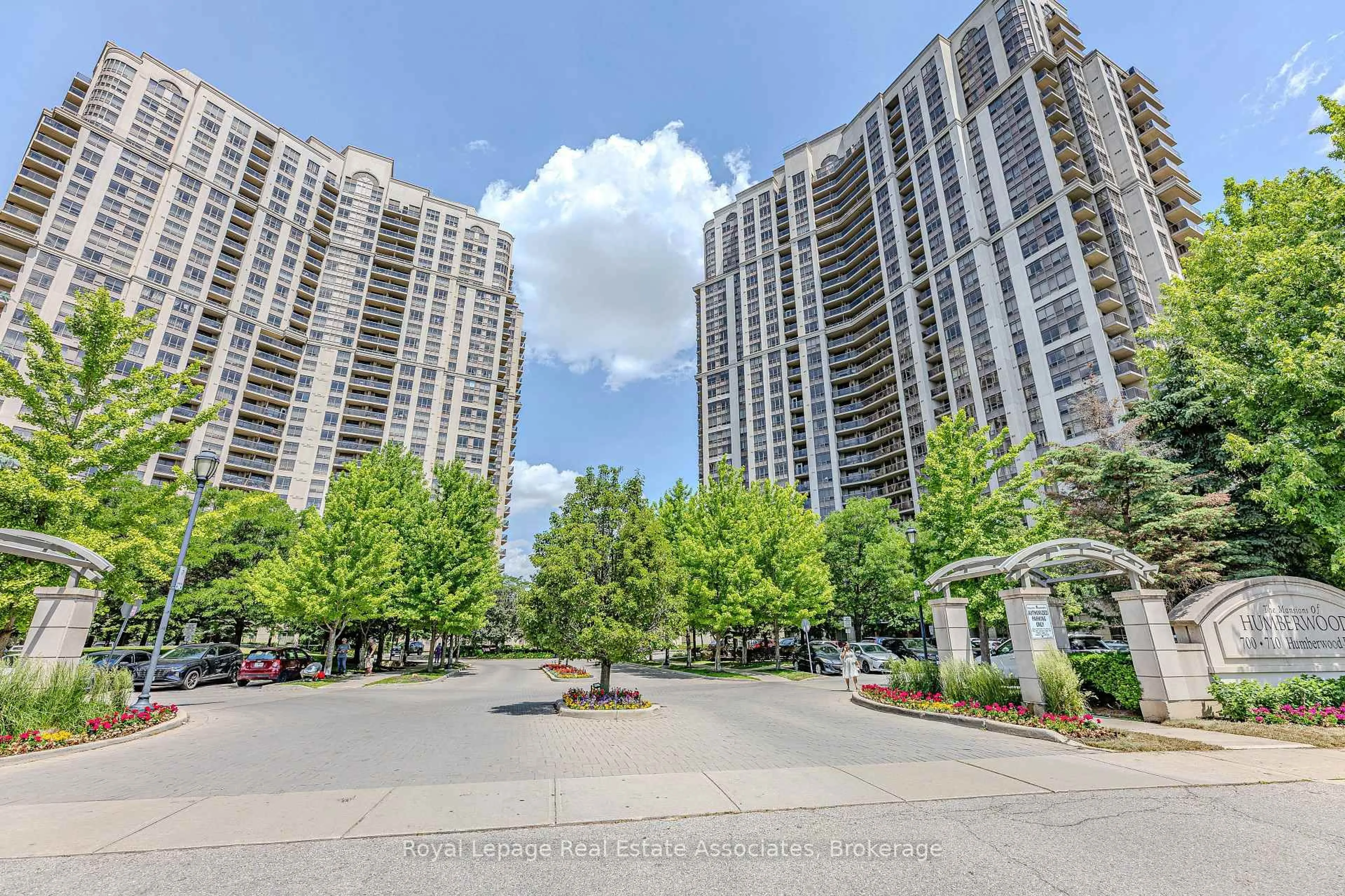 A pic from outside/outdoor area/front of a property/back of a property/a pic from drone, city buildings view from balcony for 700 Humberwood Blvd #128, Toronto Ontario M9W 7J4