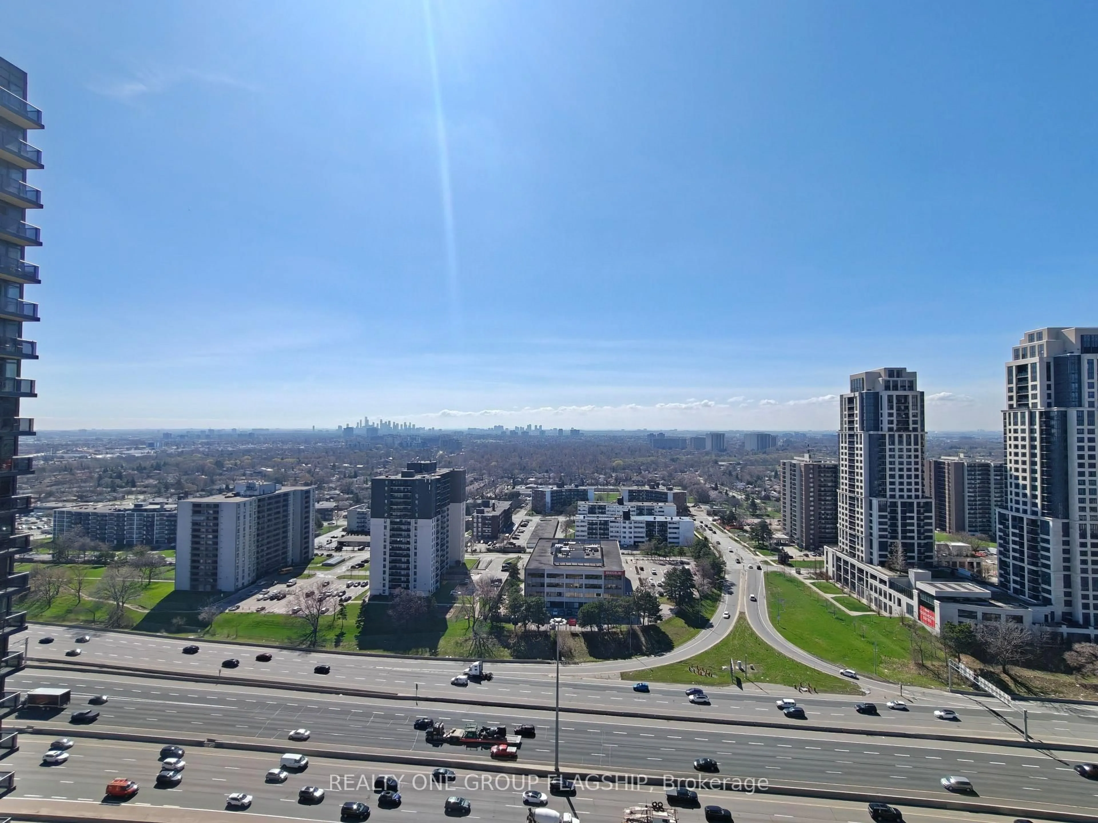 A pic from outside/outdoor area/front of a property/back of a property/a pic from drone, city buildings view from balcony for 9 Valhalla Inn Rd #2405, Toronto Ontario M9B 0B2