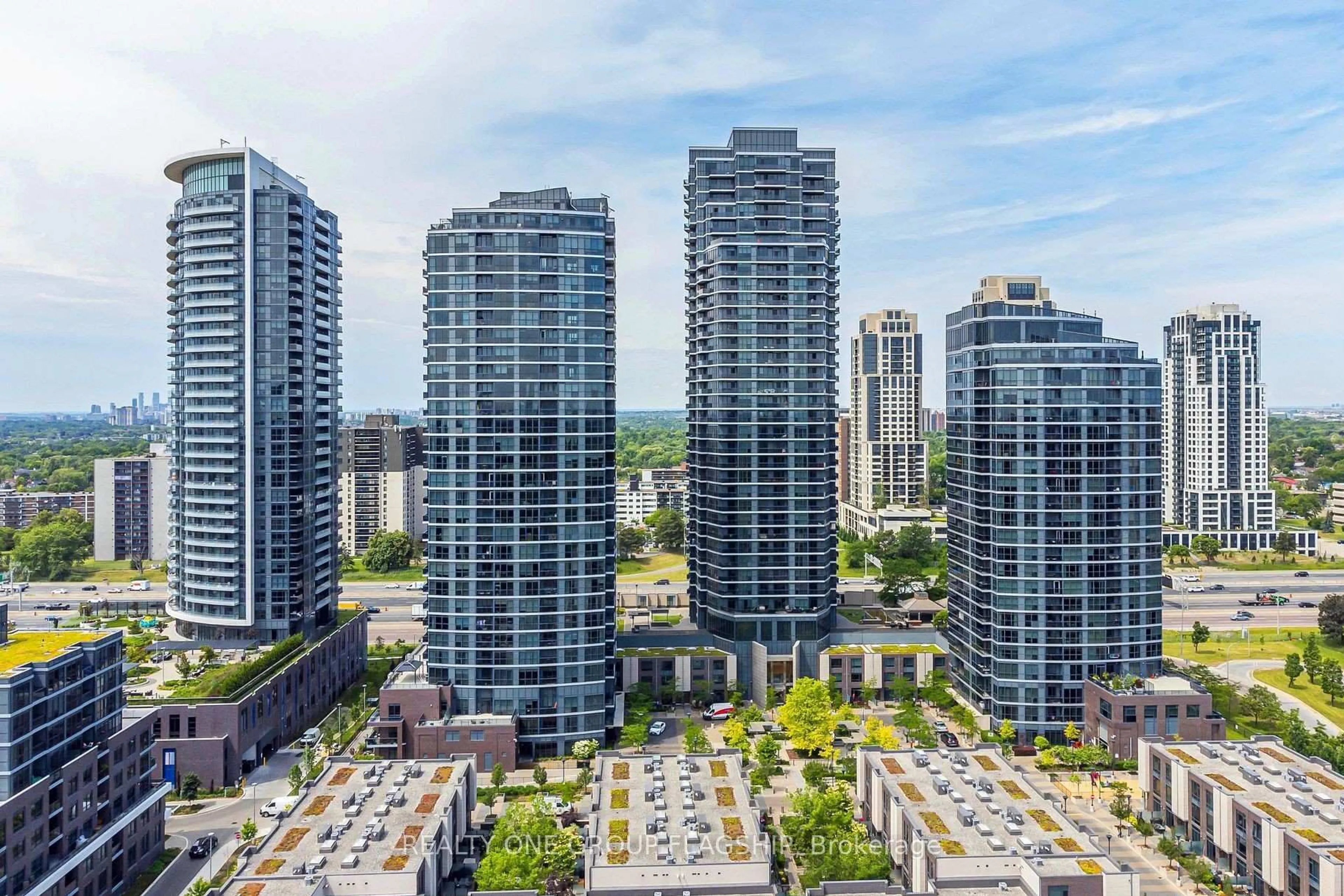 A pic from outside/outdoor area/front of a property/back of a property/a pic from drone, city buildings view from balcony for 9 Valhalla Inn Rd #2405, Toronto Ontario M9B 0B2