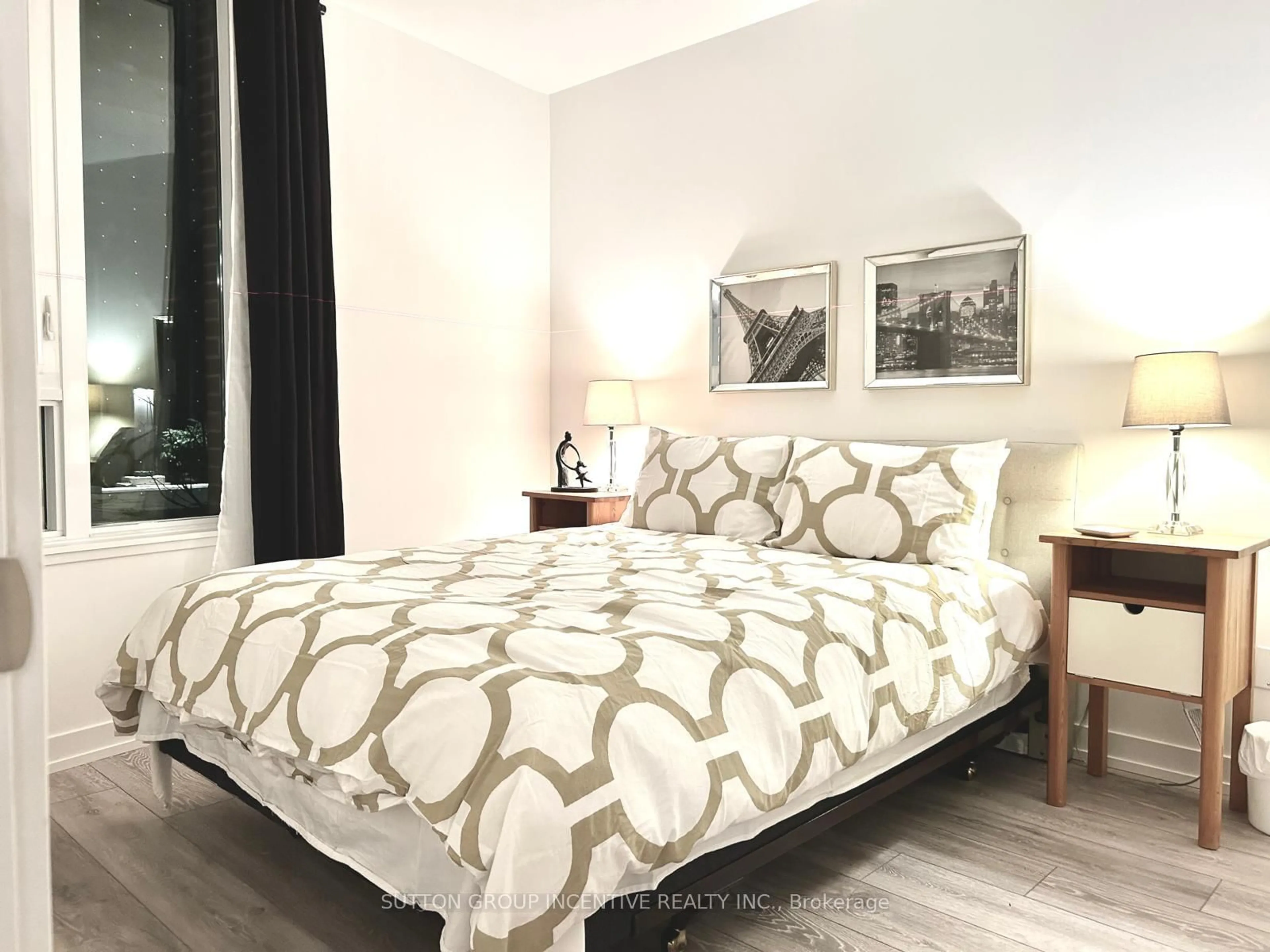 Bedroom with bed, wood/laminate floor for 11 Maryport Ave #126, Toronto Ontario M3M 0E2