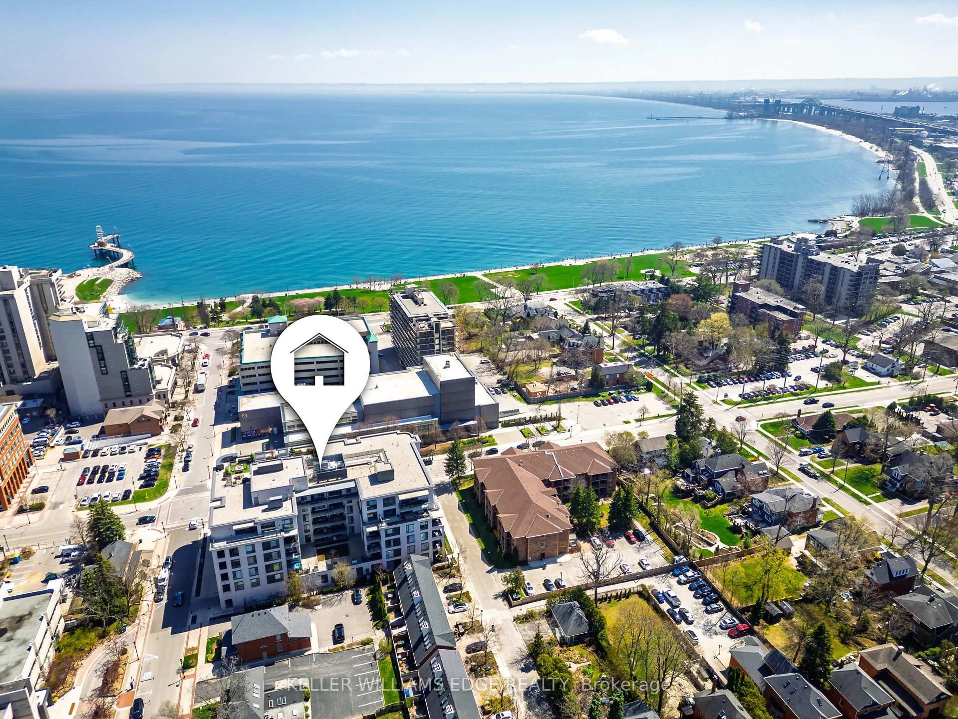 A pic from outside/outdoor area/front of a property/back of a property/a pic from drone, water/lake/river/ocean view for 1441 Elgin St #510, Burlington Ontario L7S 1E6