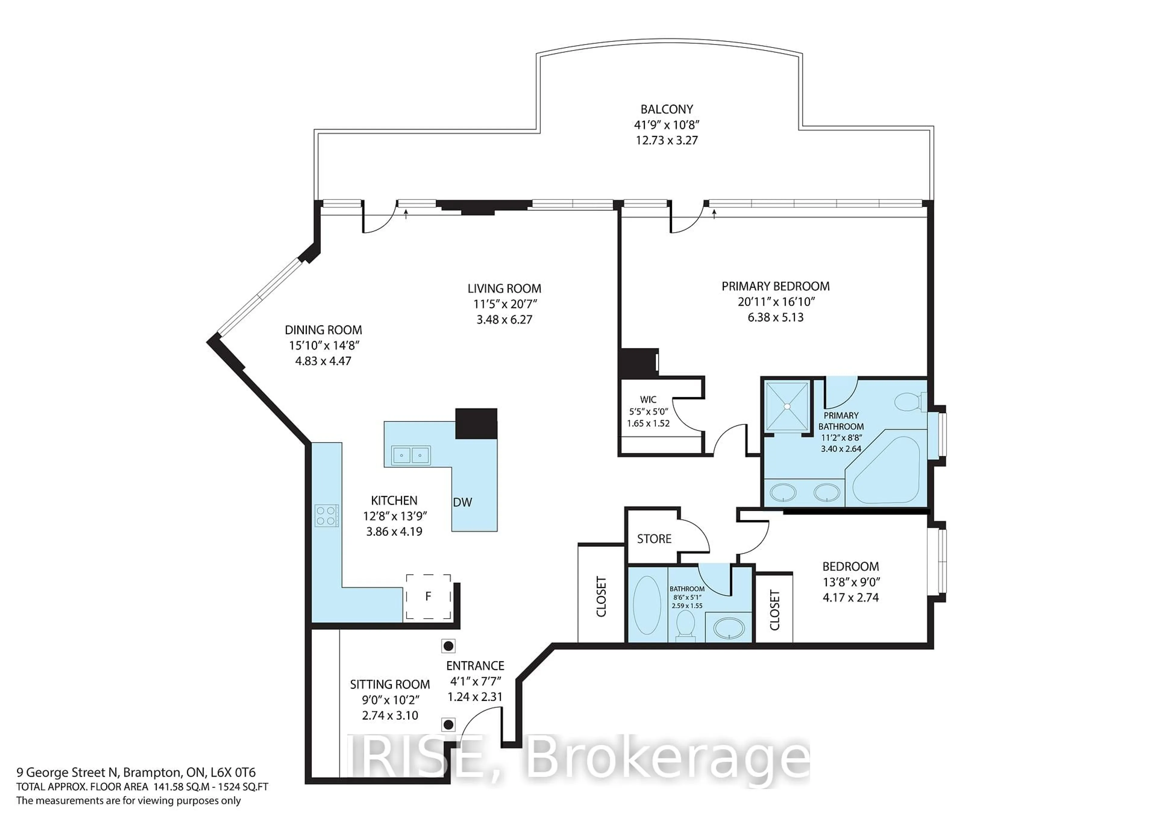 Floor plan for 9 George St #PH01, Brampton Ontario L6Y 0T6