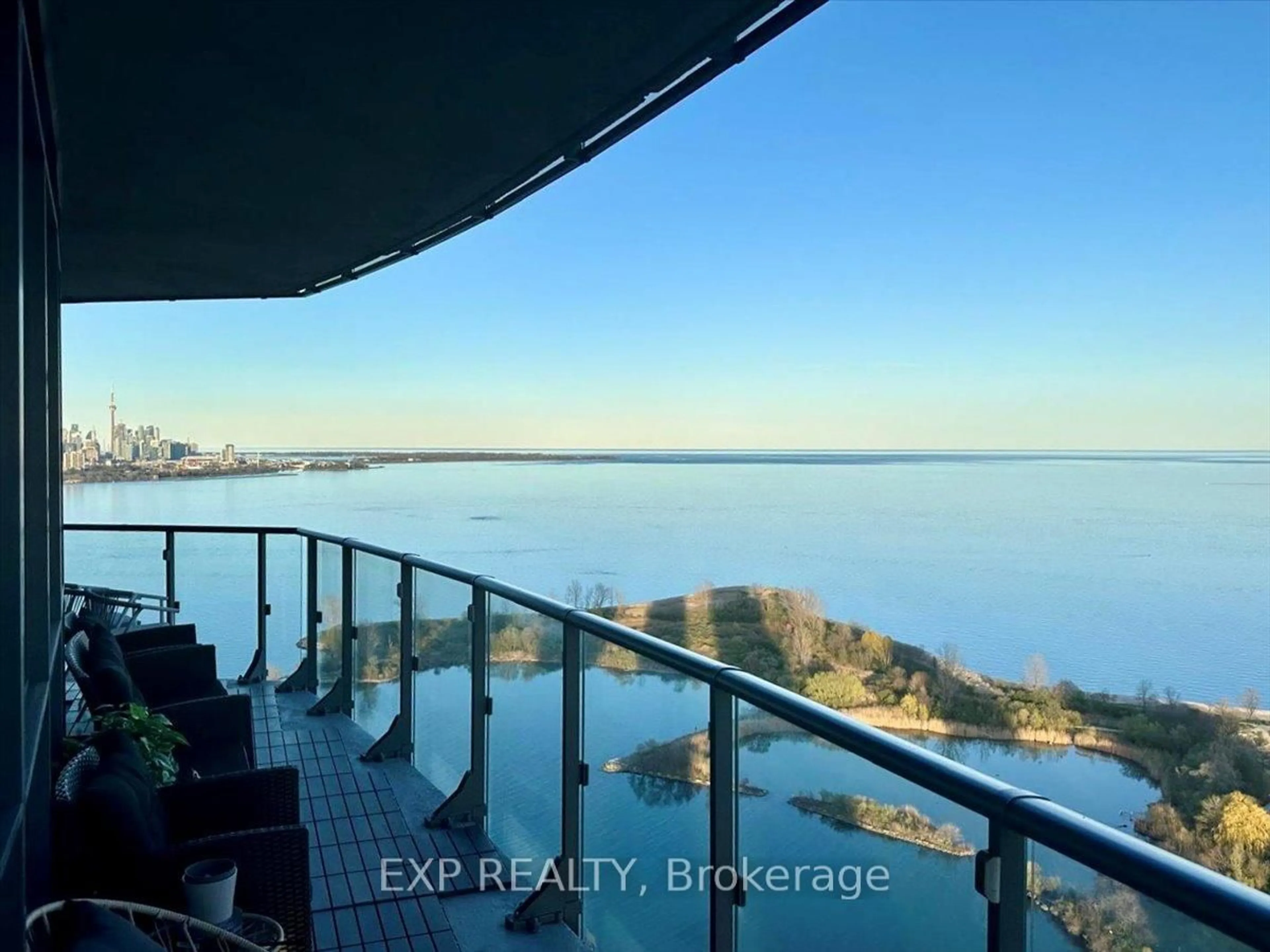 Balcony in the apartment, water/lake/river/ocean view for 59 Annie Craig Dr #3404, Toronto Ontario M8V 0C4