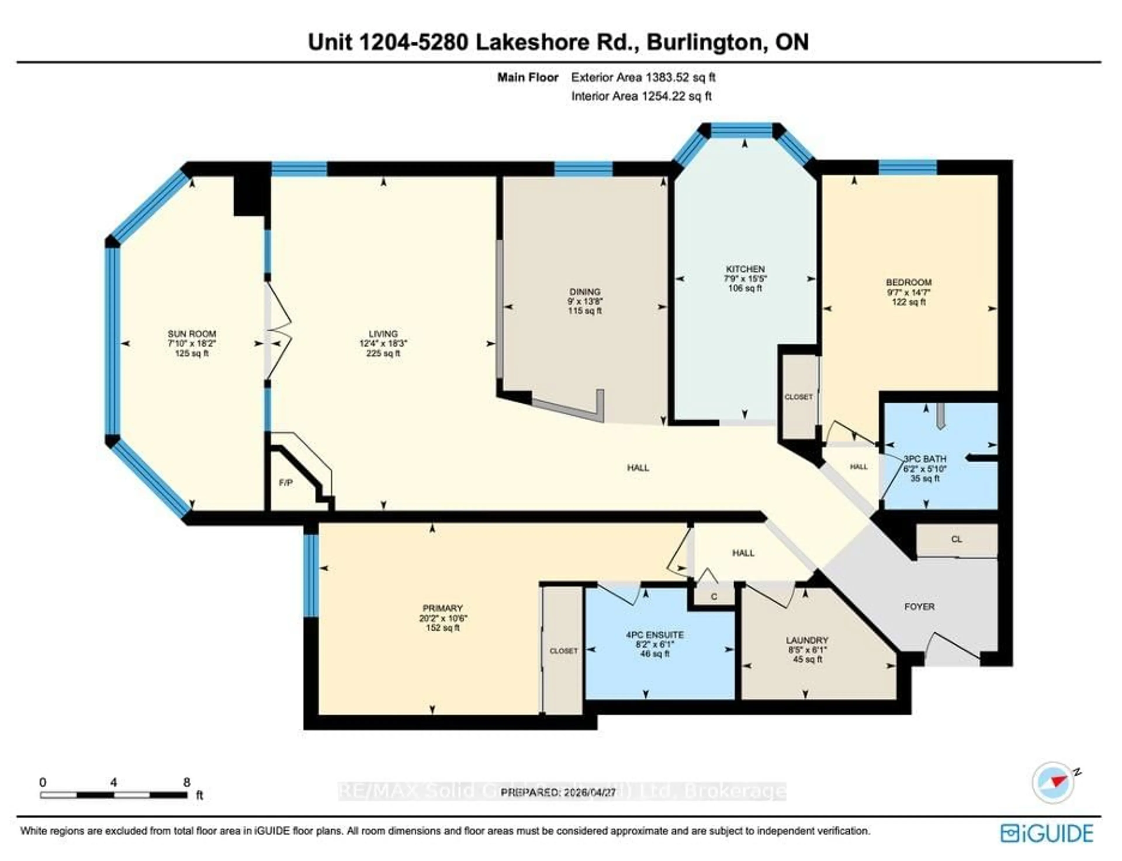 Floor plan for 5280 Lakeshore Rd #1204, Burlington Ontario L7L 5R1