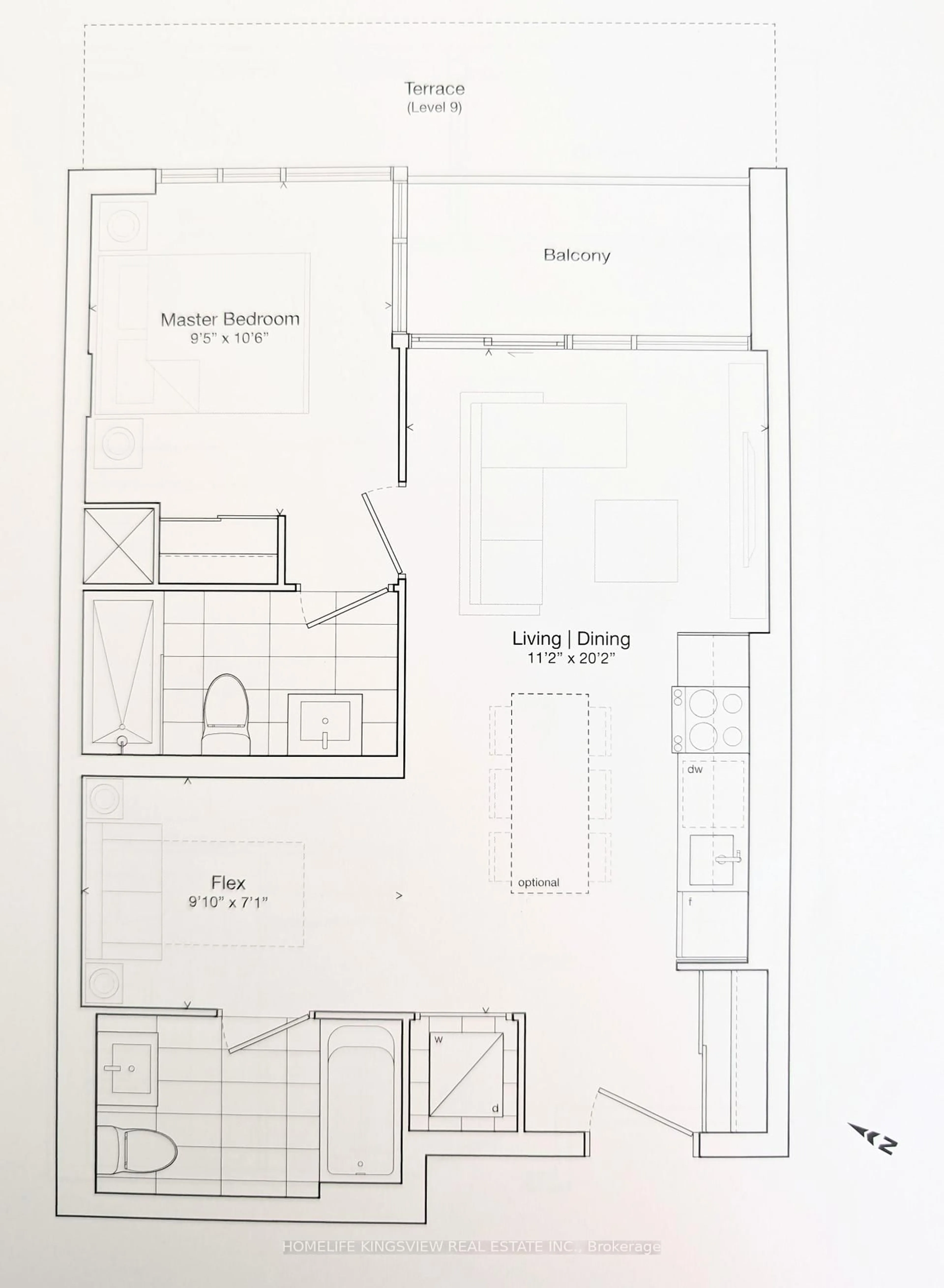 Floor plan for 859 The Queensway #910, Toronto Ontario M8Z 1N8