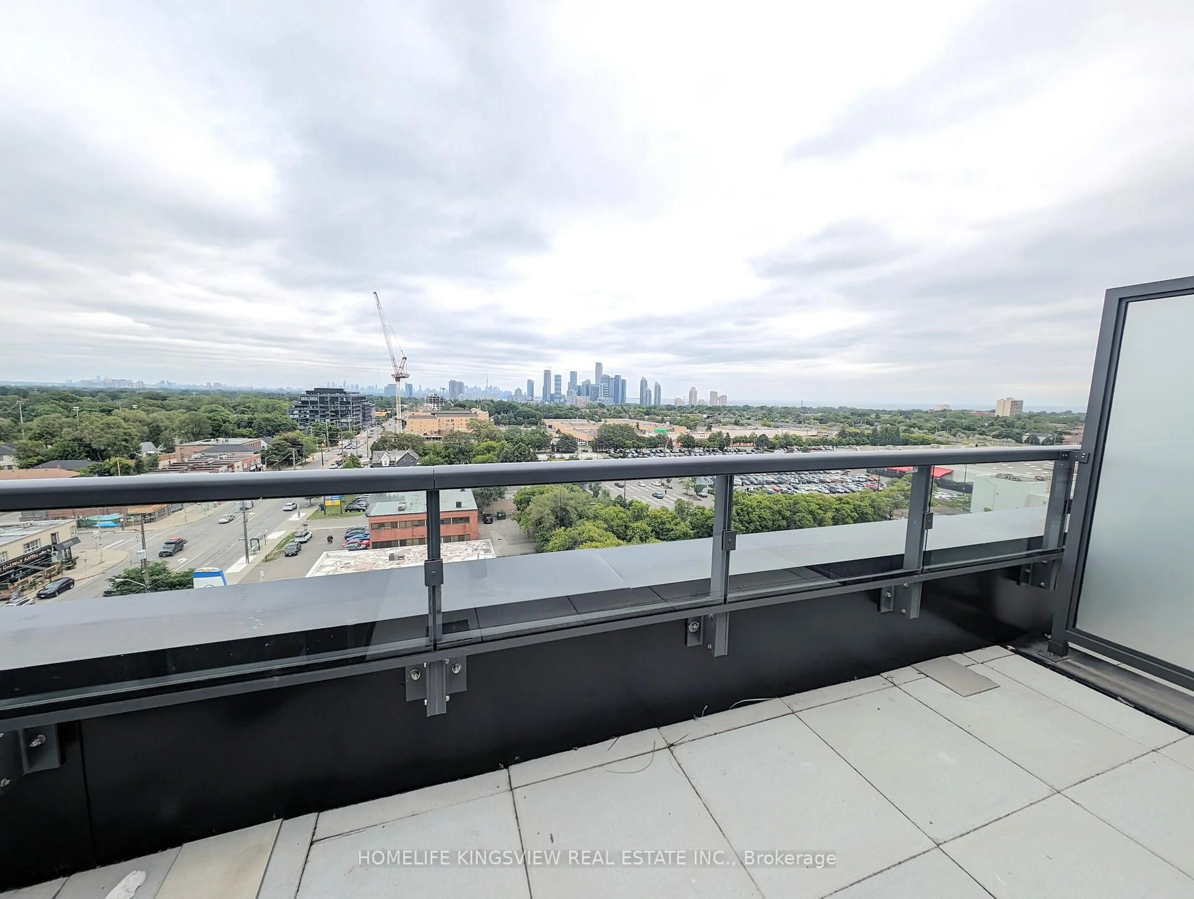 Balcony in the apartment, city buildings view from balcony for 859 The Queensway #910, Toronto Ontario M8Z 1N8