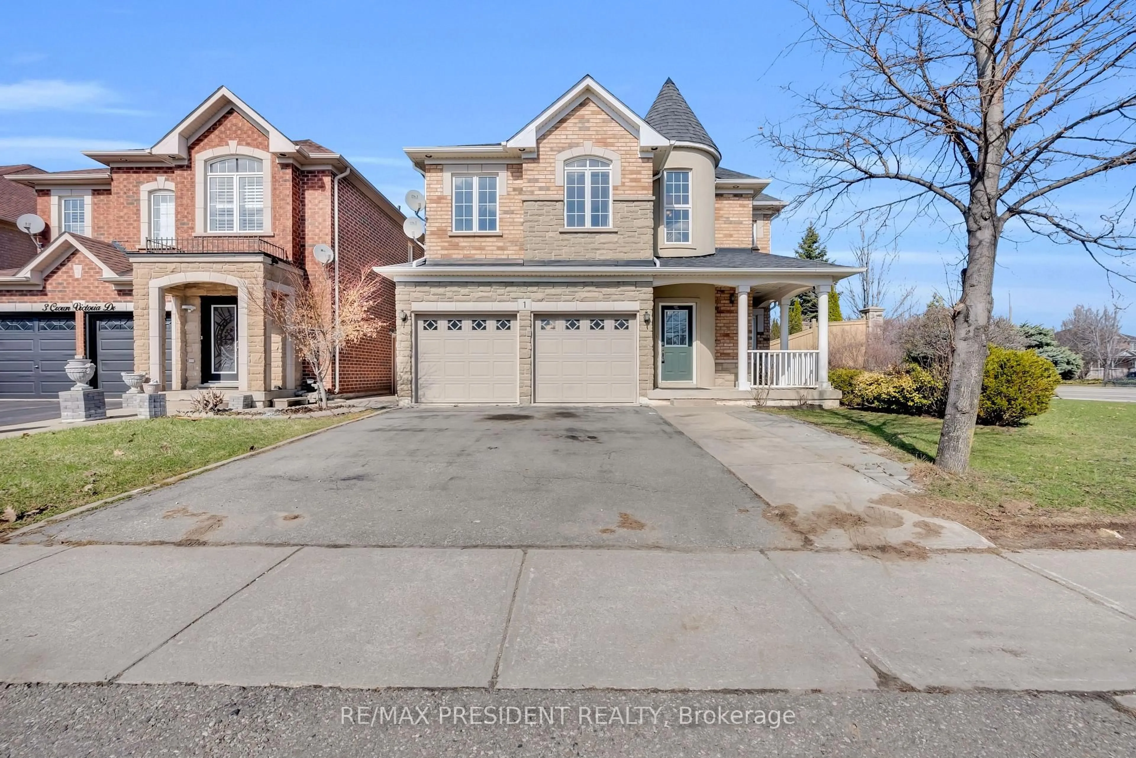 Home with brick exterior material, street for 1 Crown Victoria Dr, Brampton Ontario L7A 3A2