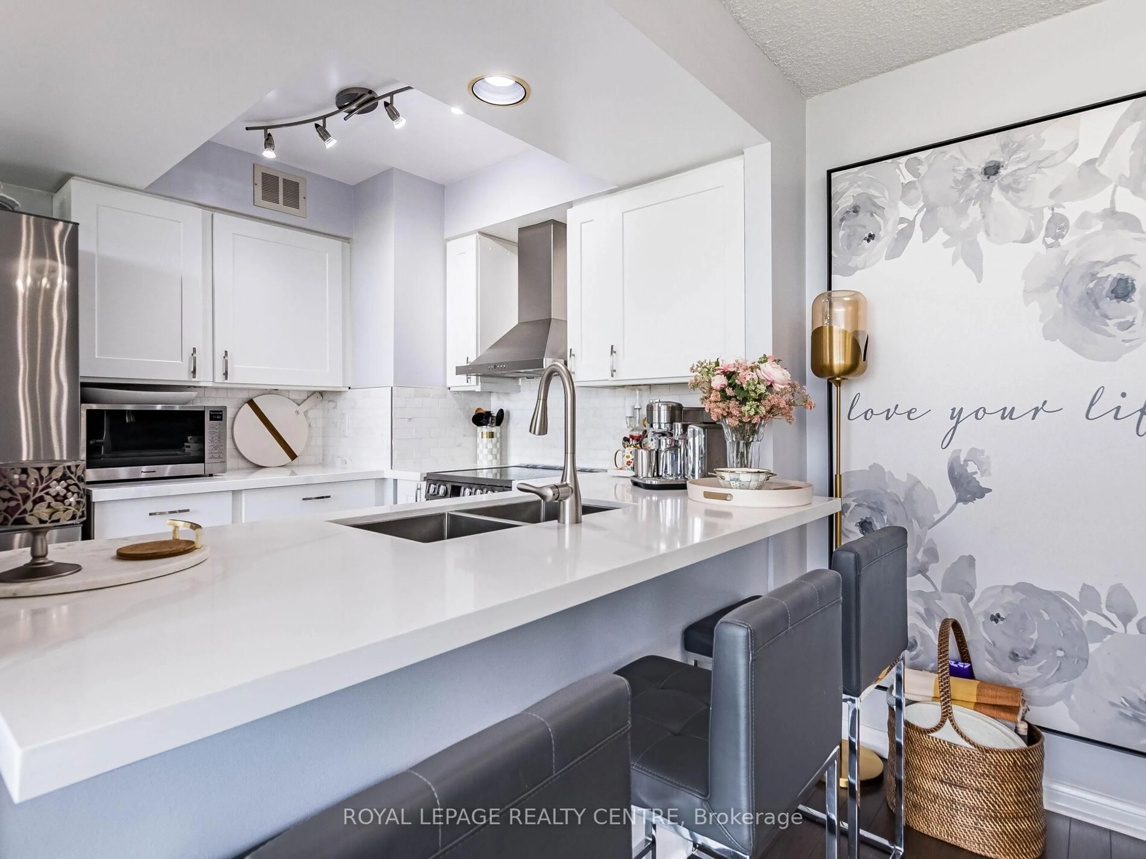 Contemporary kitchen, ceramic/tile floor for 50 Eglinton Ave #601, Mississauga Ontario L5R 3P5