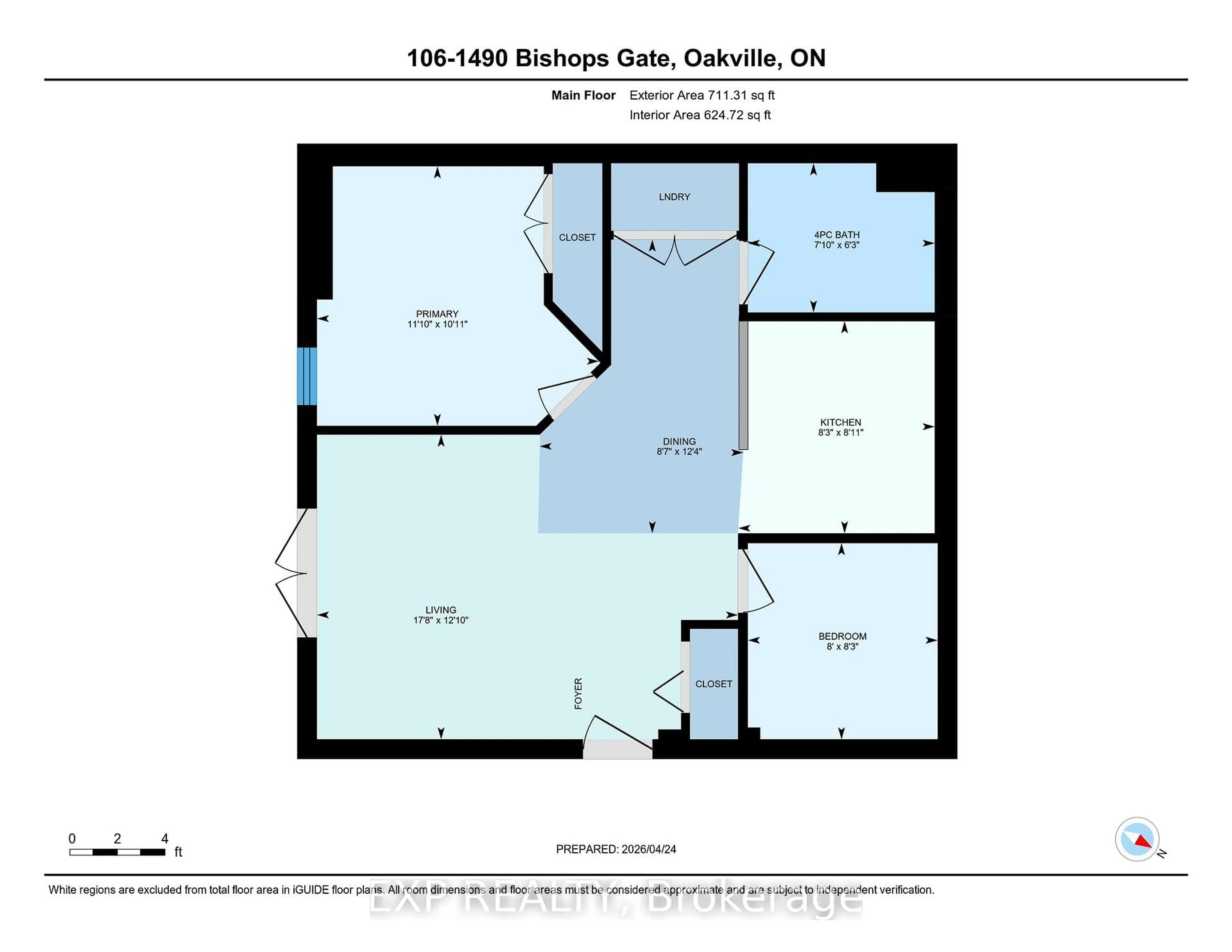 Floor plan for 1490 Bishops Gate #106, Oakville Ontario L6M 4N3