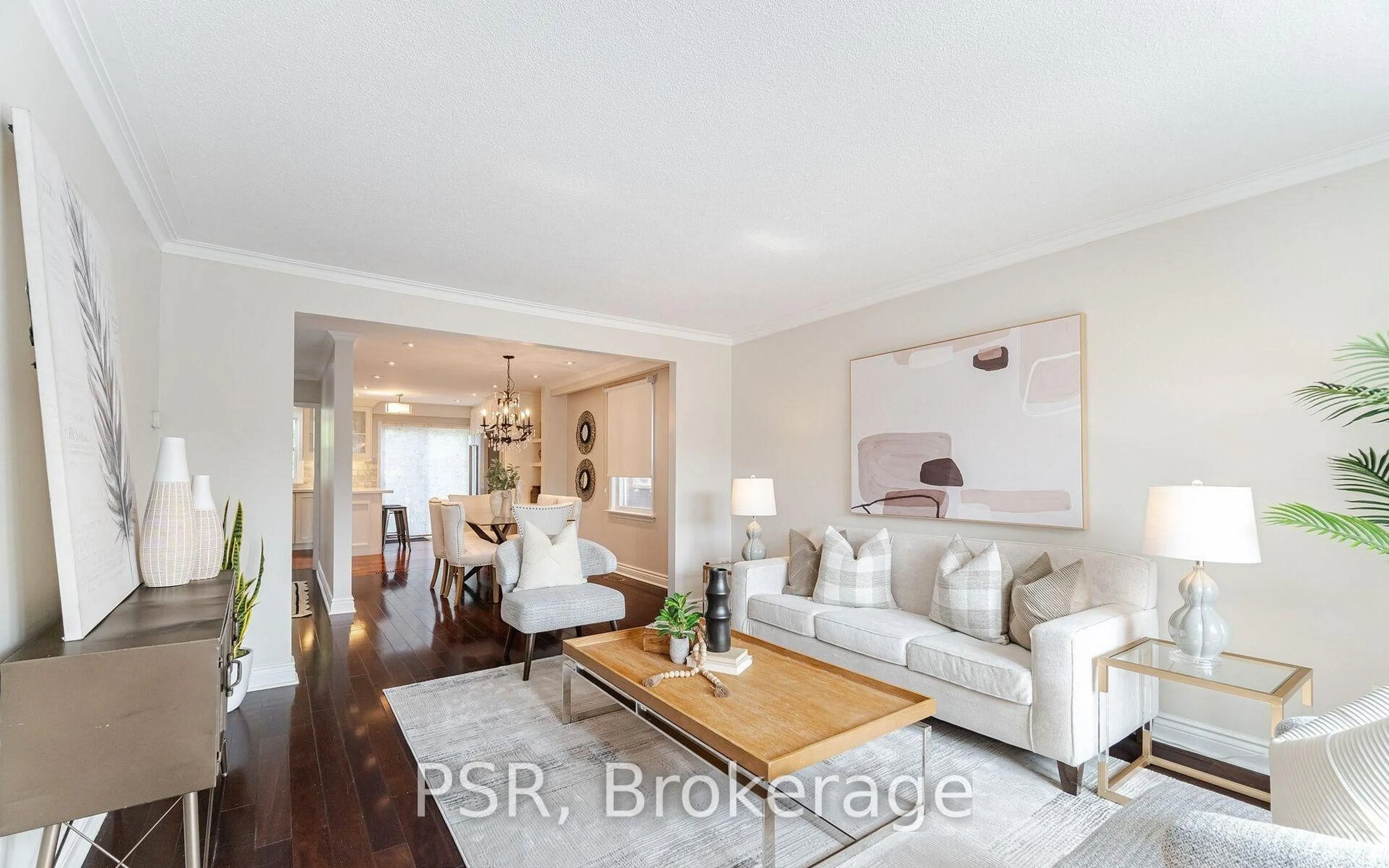 Living room with furniture, wood/laminate floor for 57 Stephen Dr, Toronto Ontario M8Y 3M8