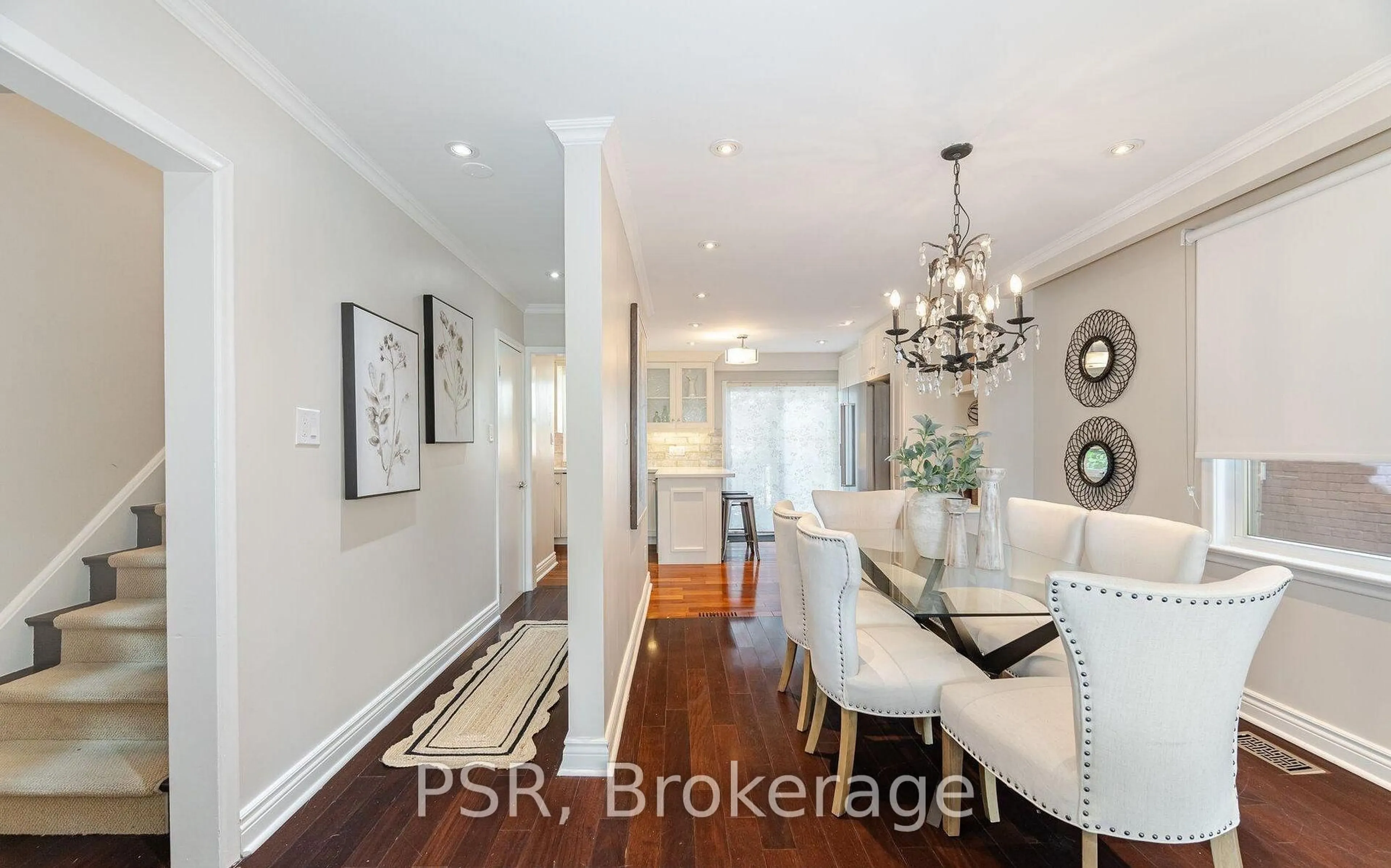 Dining room, wood/laminate floor for 57 Stephen Dr, Toronto Ontario M8Y 3M8