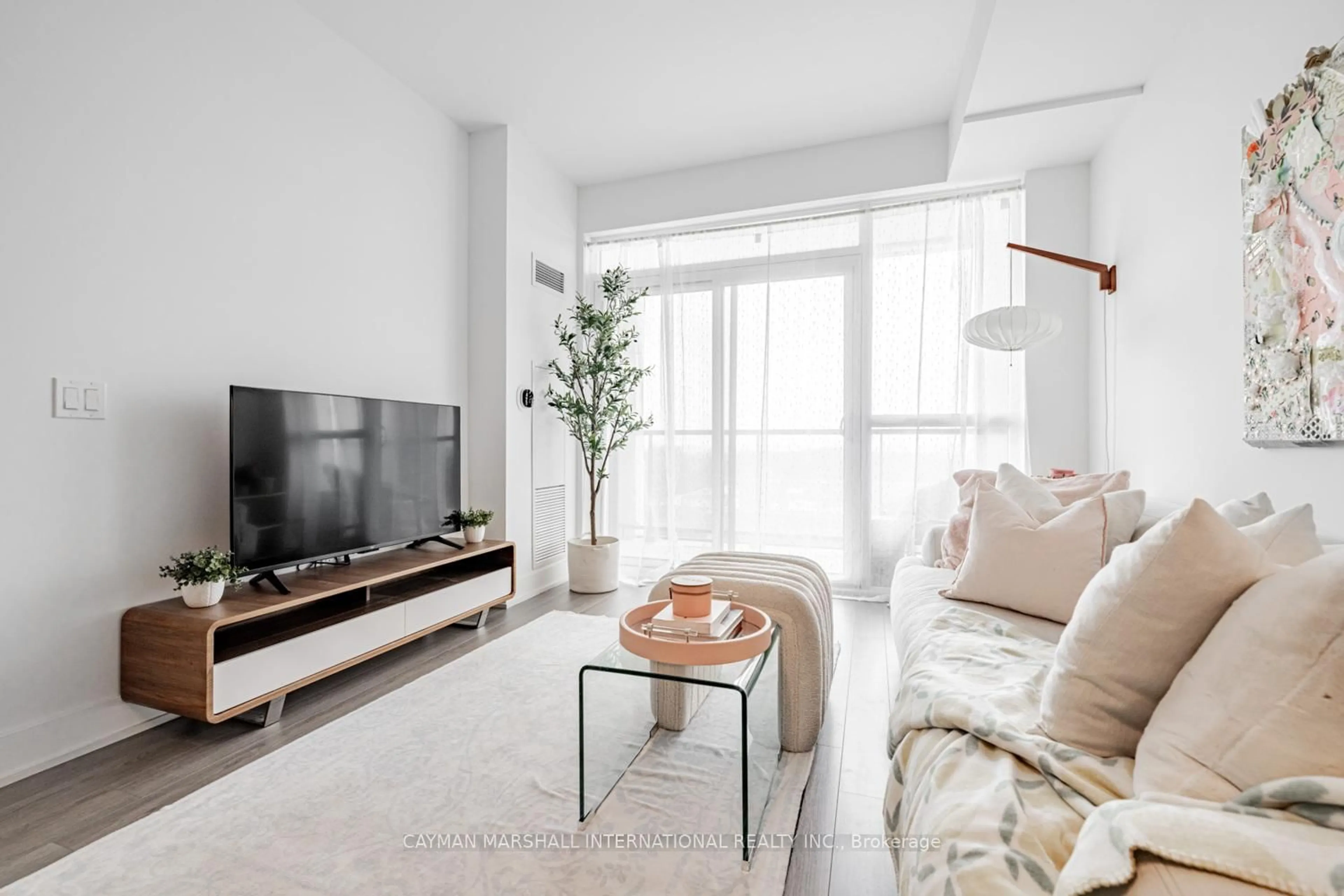 Living room with furniture, unknown for 50 George Butchart Dr #524, Toronto Ontario M3K 0C9