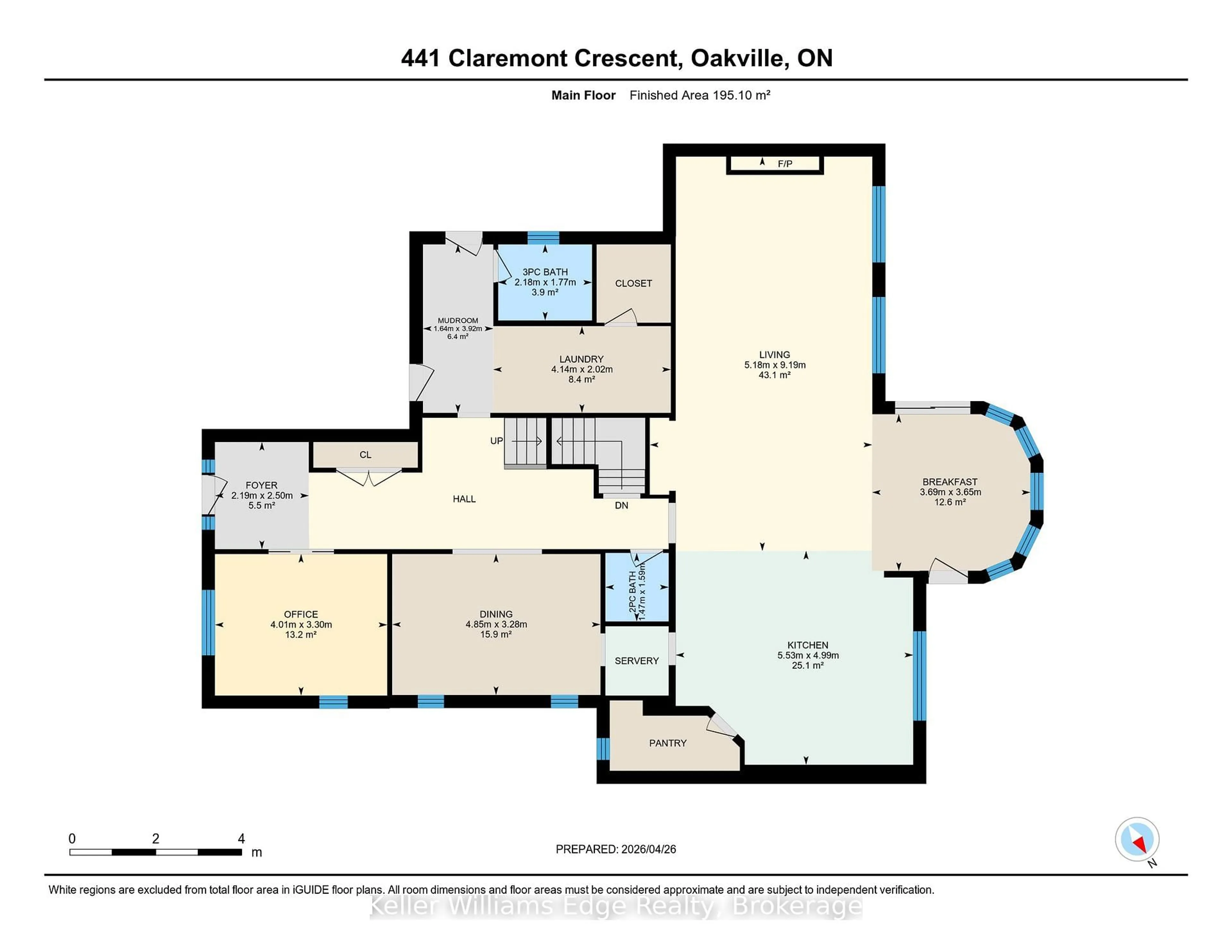 Floor plan for 441 Claremont Cres, Oakville Ontario L6J 6J9