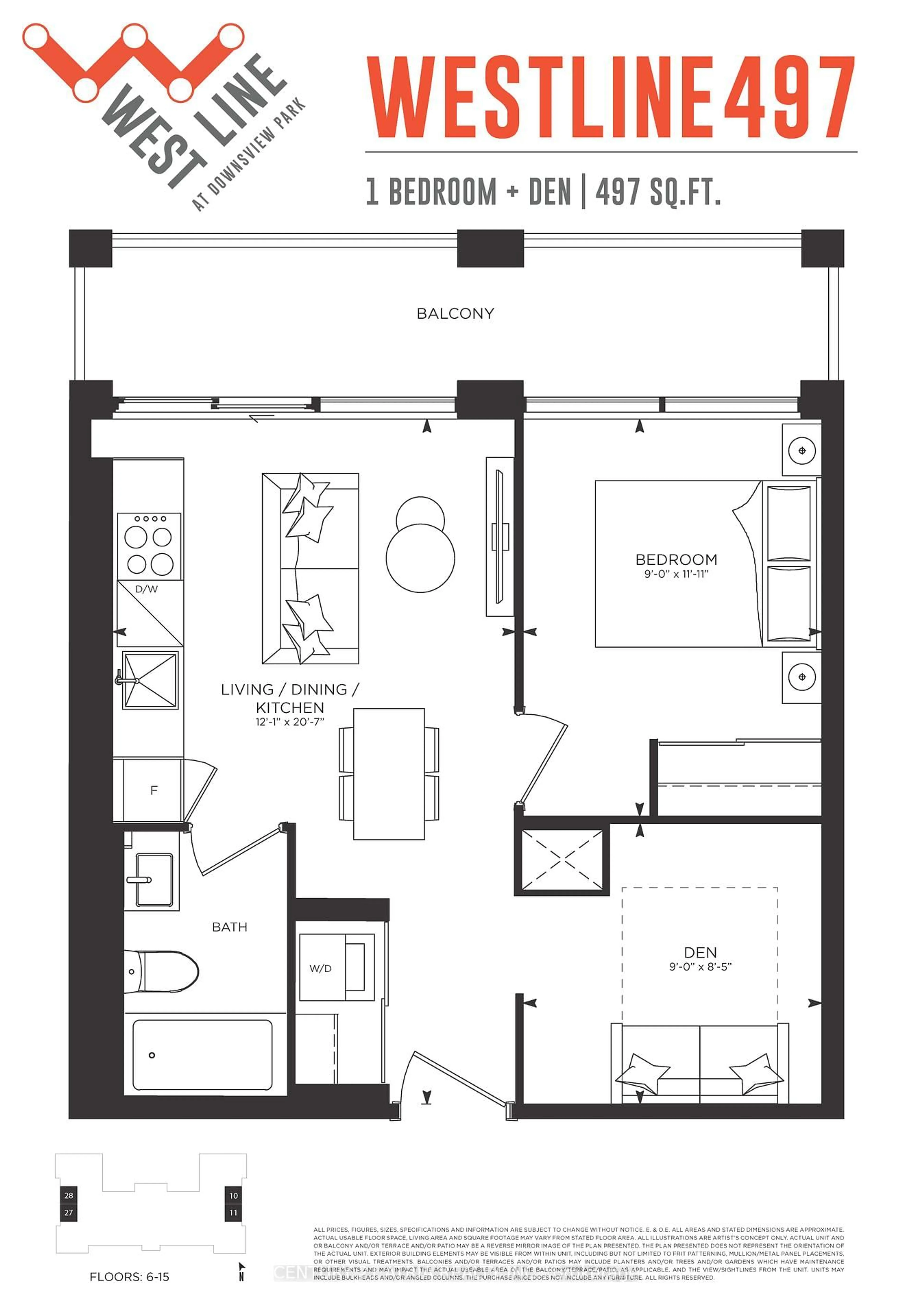 Floor plan for 1100 Sheppard Ave #1511, Toronto Ontario M3K 0E4