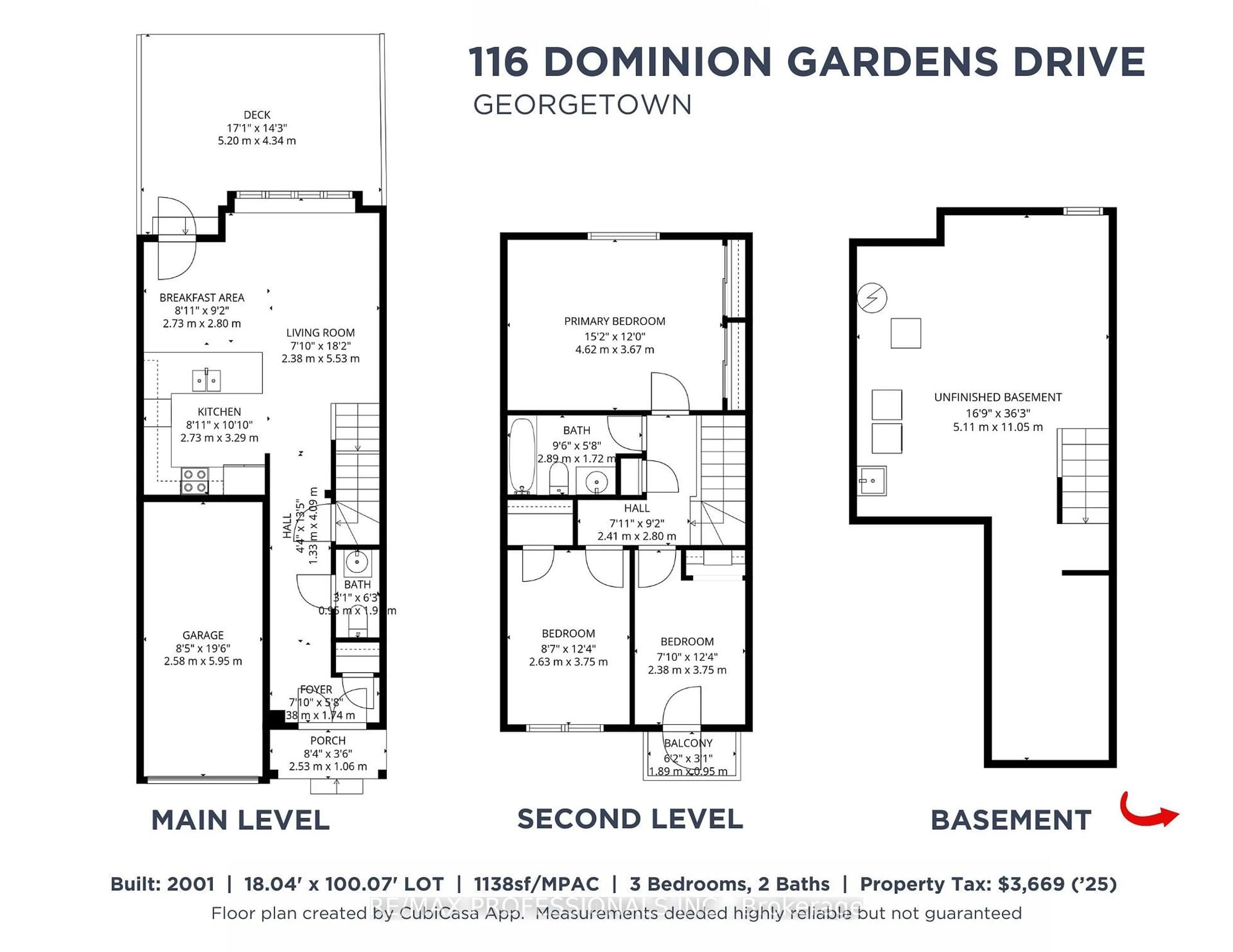 Floor plan for 116 Dominion Gardens Dr, Halton Hills Ontario L7G 6B4