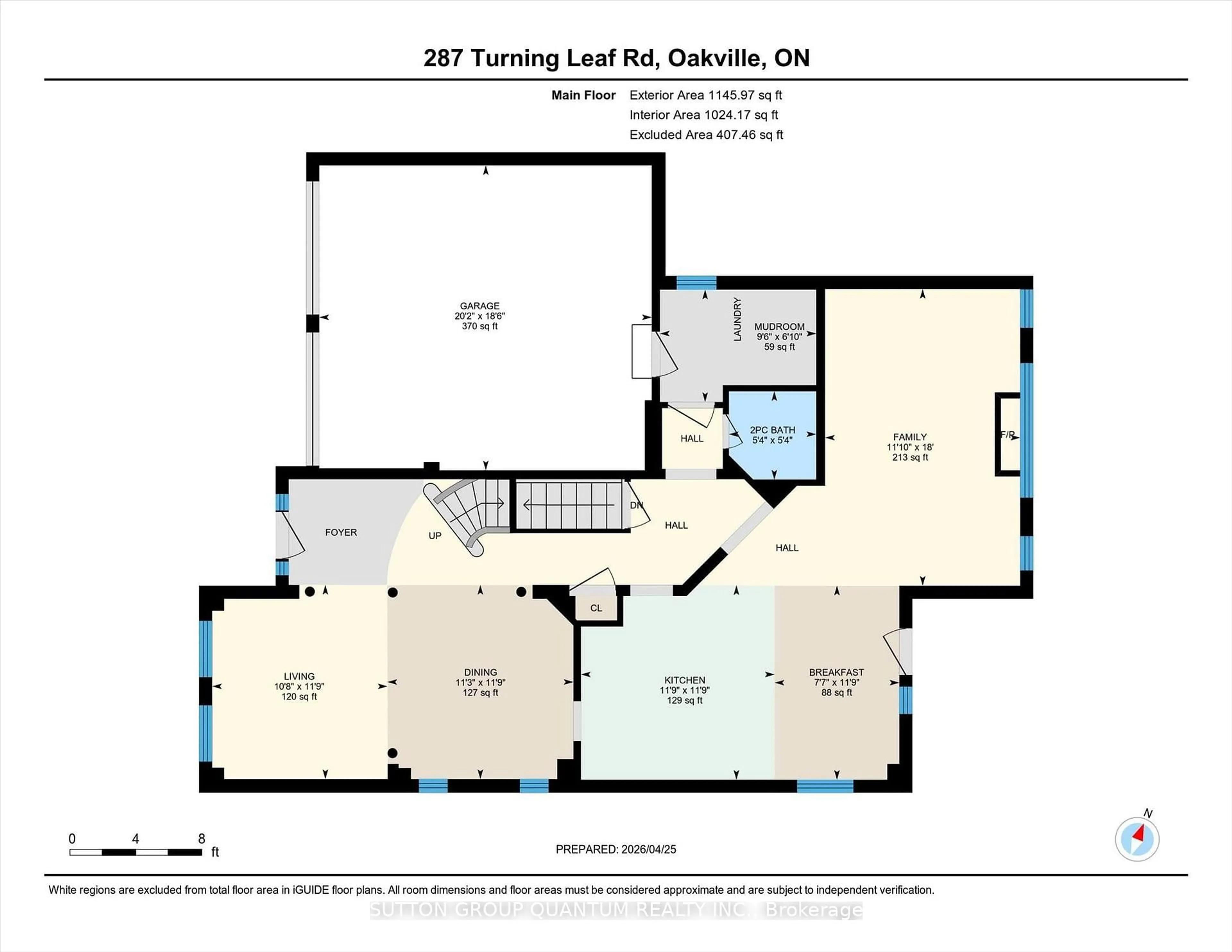 Floor plan for 287 Turning Leaf Rd, Oakville Ontario L6L 6V5