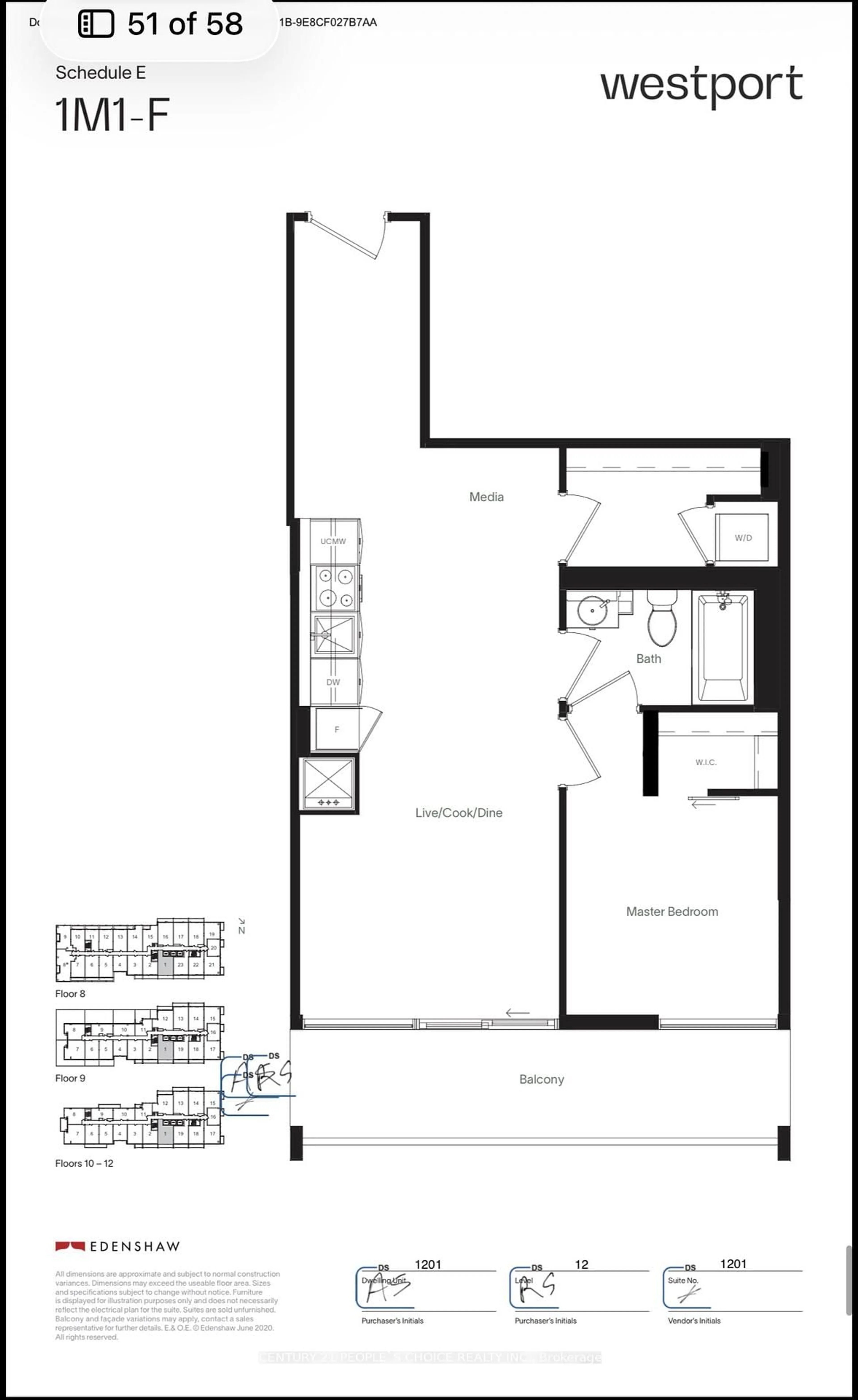 Floor plan for 28 Ann St #1201, Mississauga Ontario L5G 3G1
