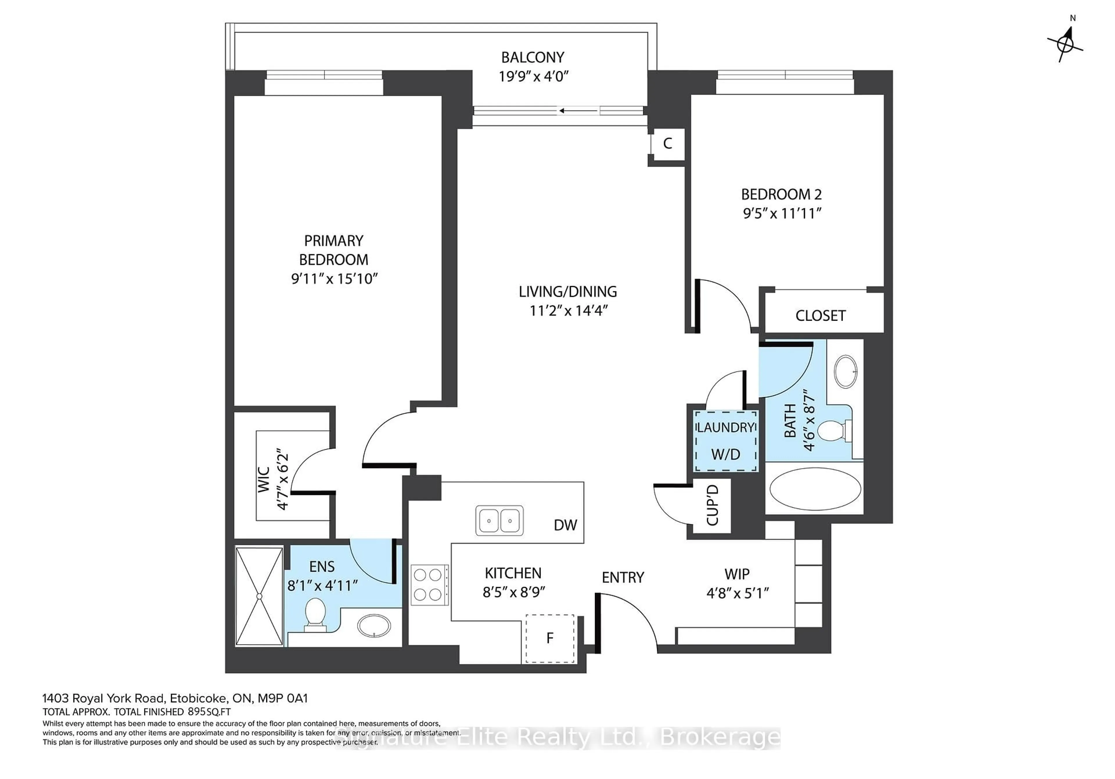 Floor plan for 1403 Royal York Rd #909, Toronto Ontario M9P 0A1