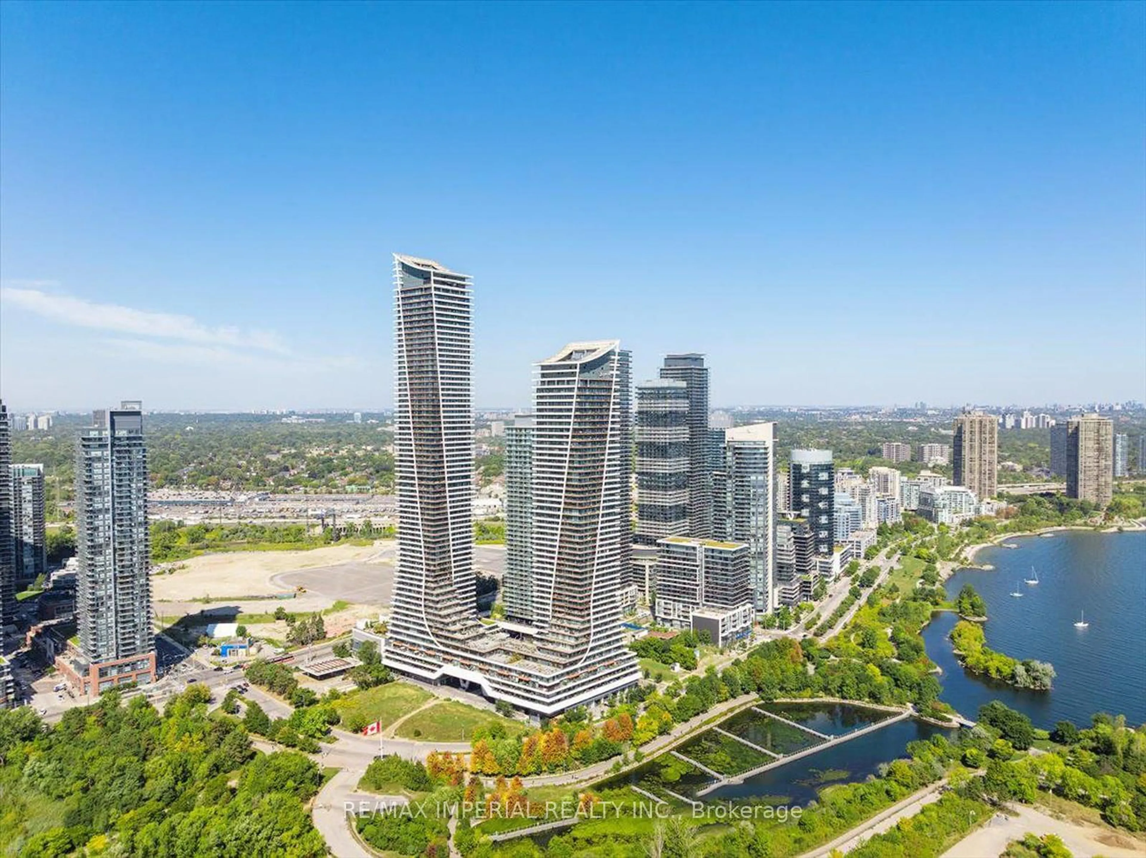 A pic from outside/outdoor area/front of a property/back of a property/a pic from drone, city buildings view from balcony for 20 Shore Breeze Dr #2007, Toronto Ontario M8V 0C7