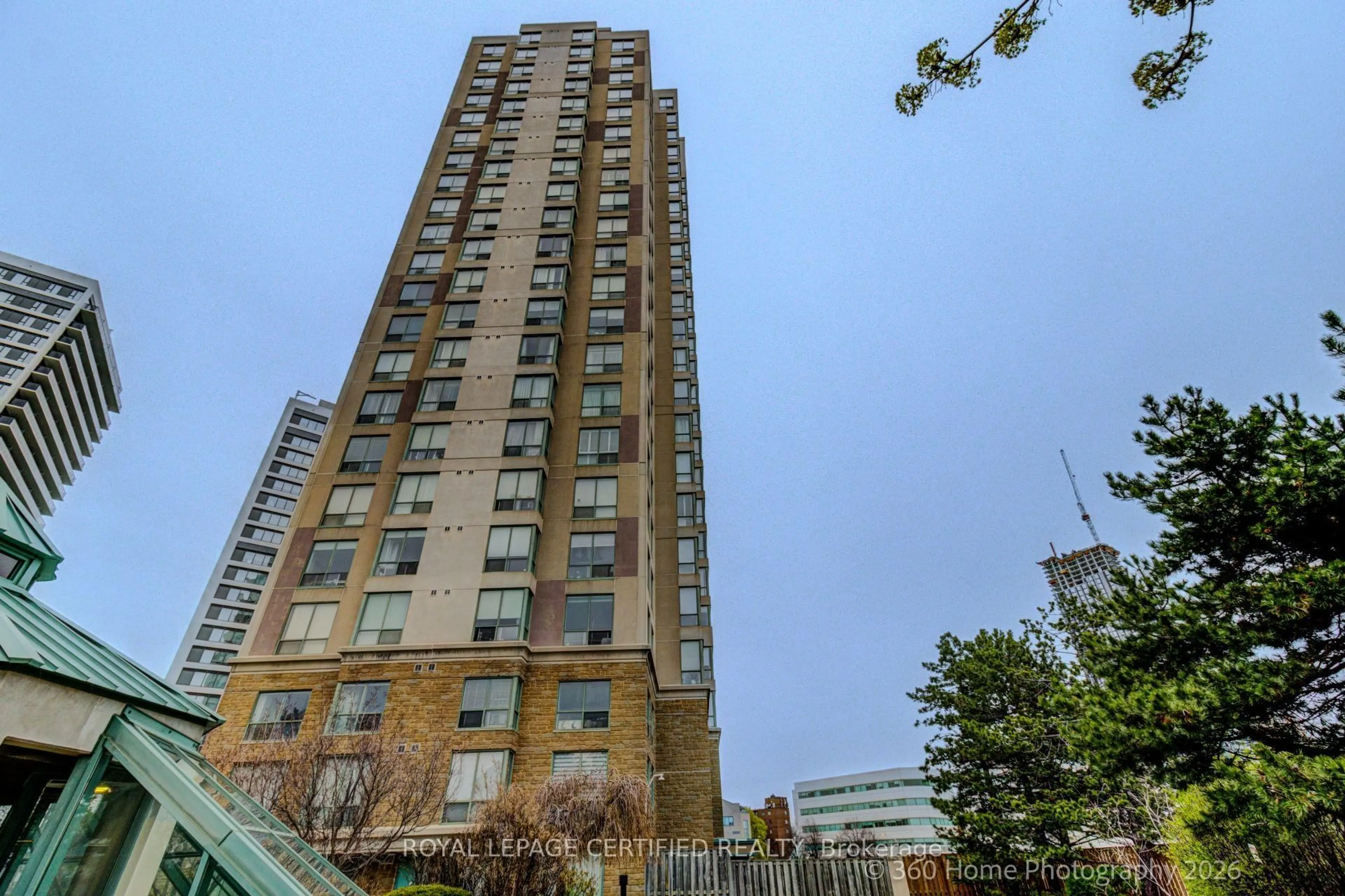 Patio, city buildings view from balcony for 101 Subway Cres #106, Toronto Ontario M9B 6K4