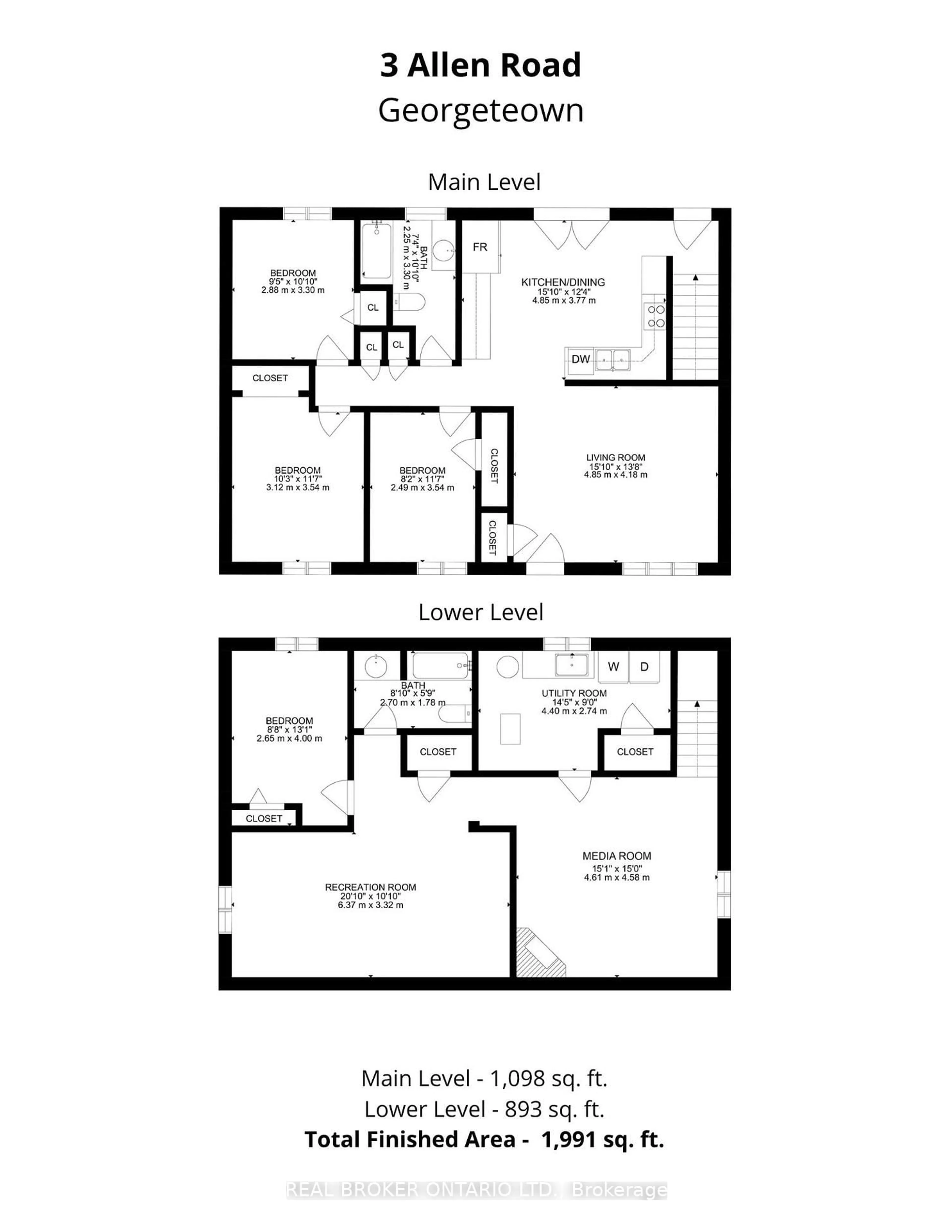 Floor plan for 3 Allen Rd, Halton Hills Ontario L7G 1M7