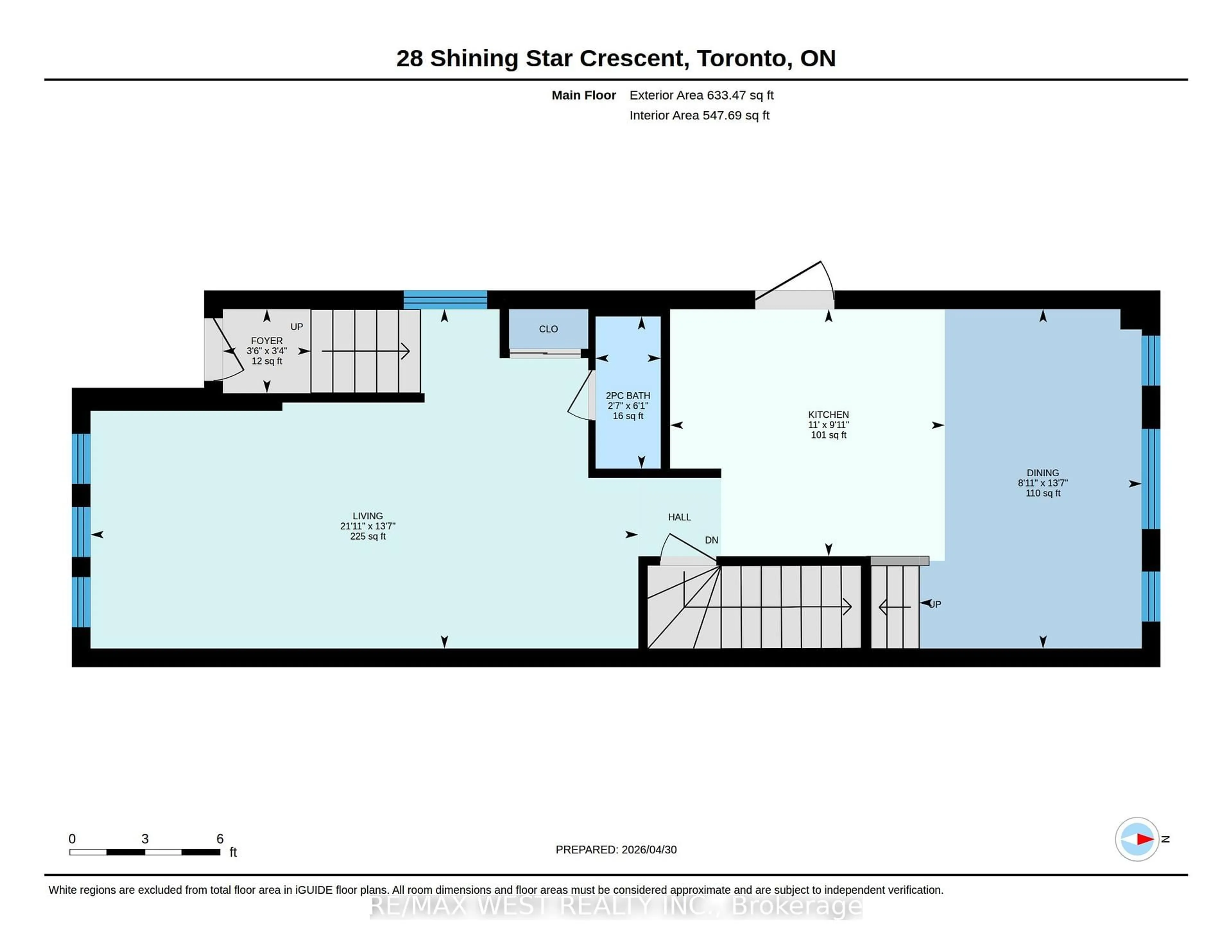 Floor plan for 28 Shining Star Cres #30, Toronto Ontario M6M 5L6