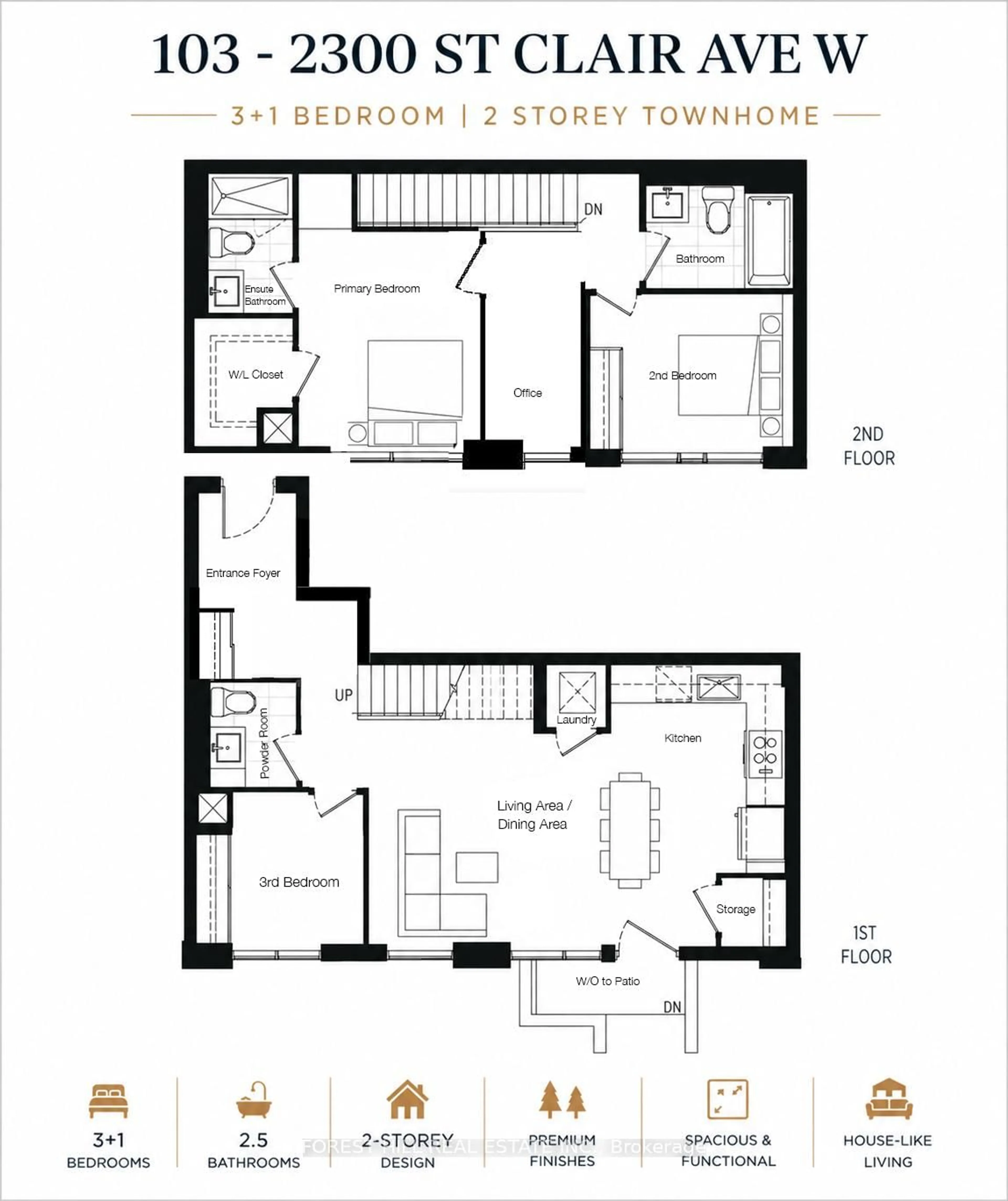 Floor plan for 2300 St Clair Ave #103, Toronto Ontario M6N 0B3