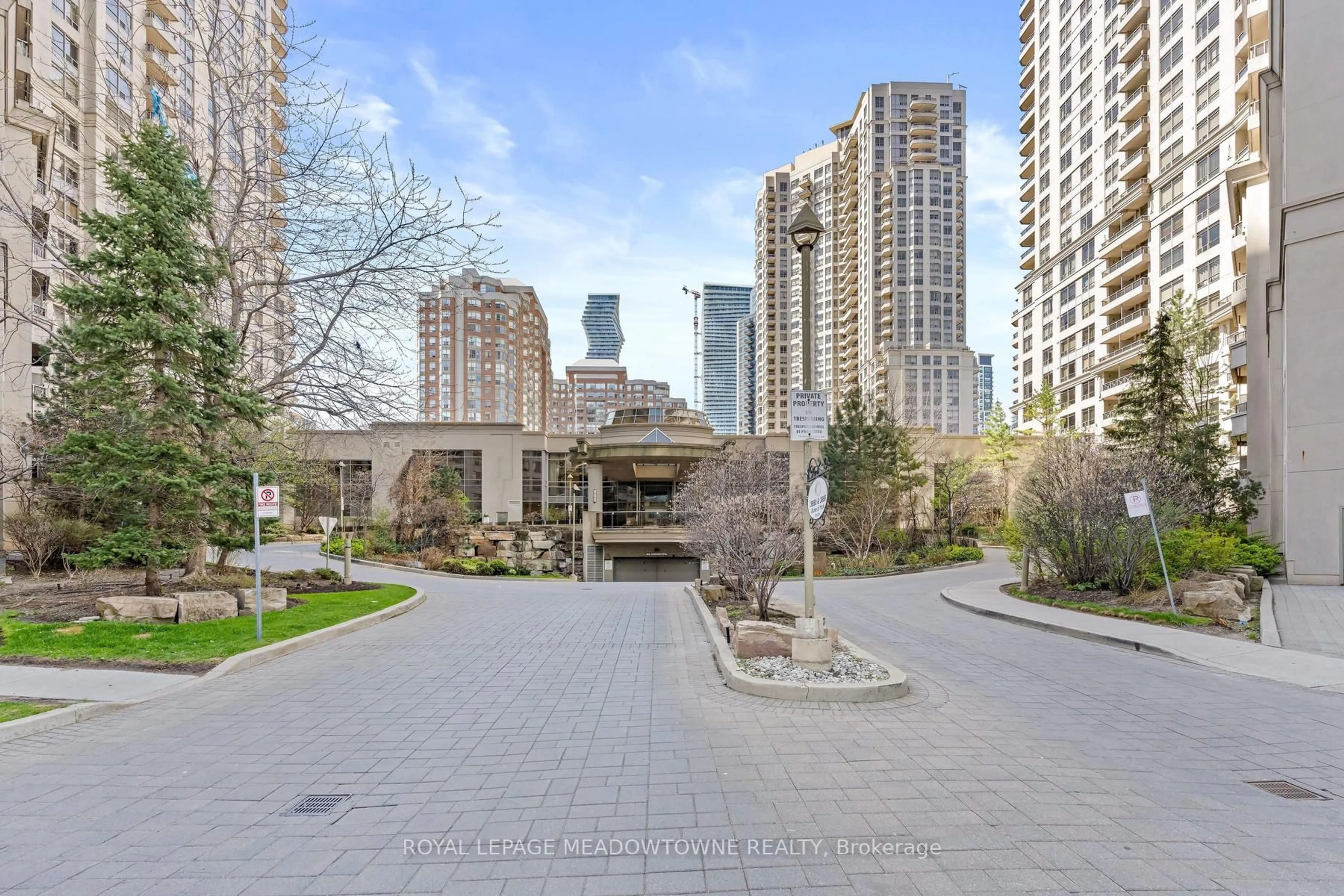 Patio, city buildings view from balcony for 3888 Duke Of York Blvd #1030, Mississauga Ontario L5B 4P5