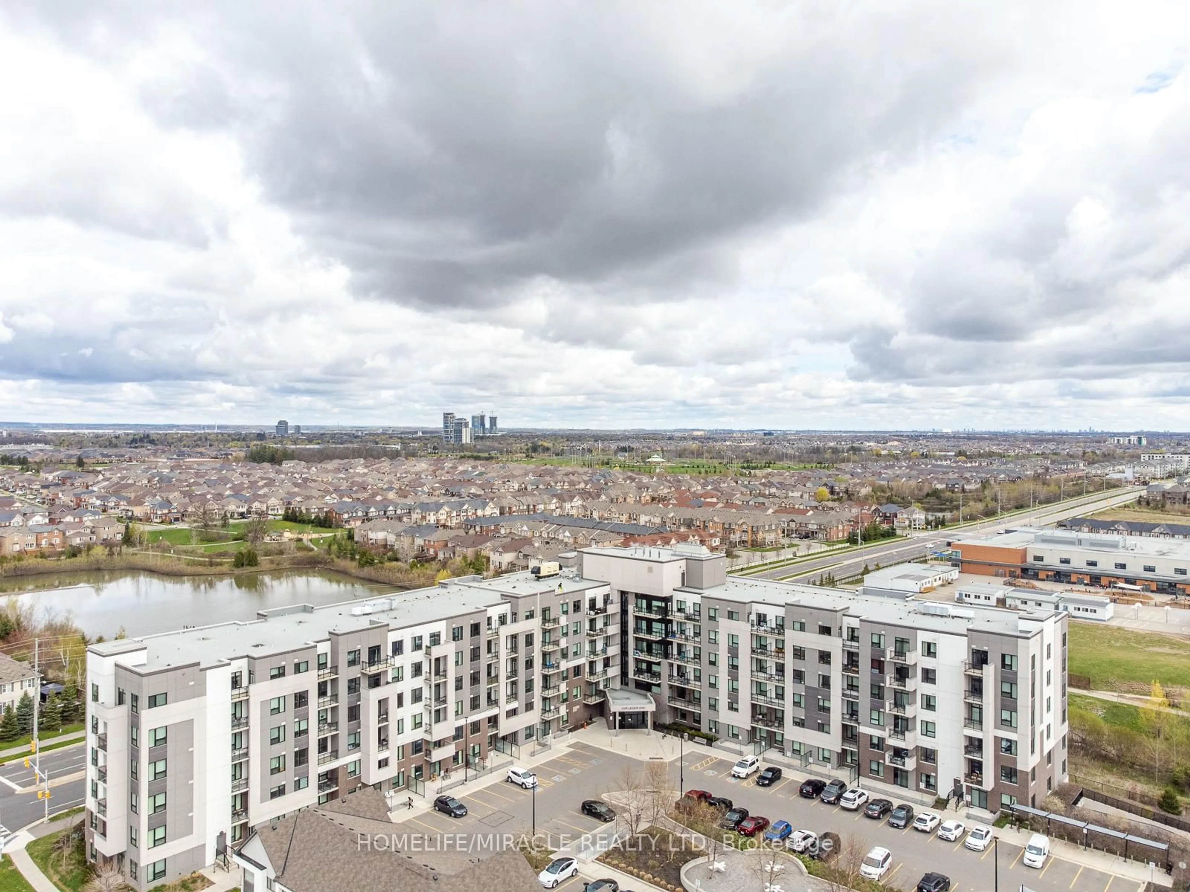 A pic from outside/outdoor area/front of a property/back of a property/a pic from drone, city buildings view from balcony for 1105 Leger Way #421, Milton Ontario L9E 1K7