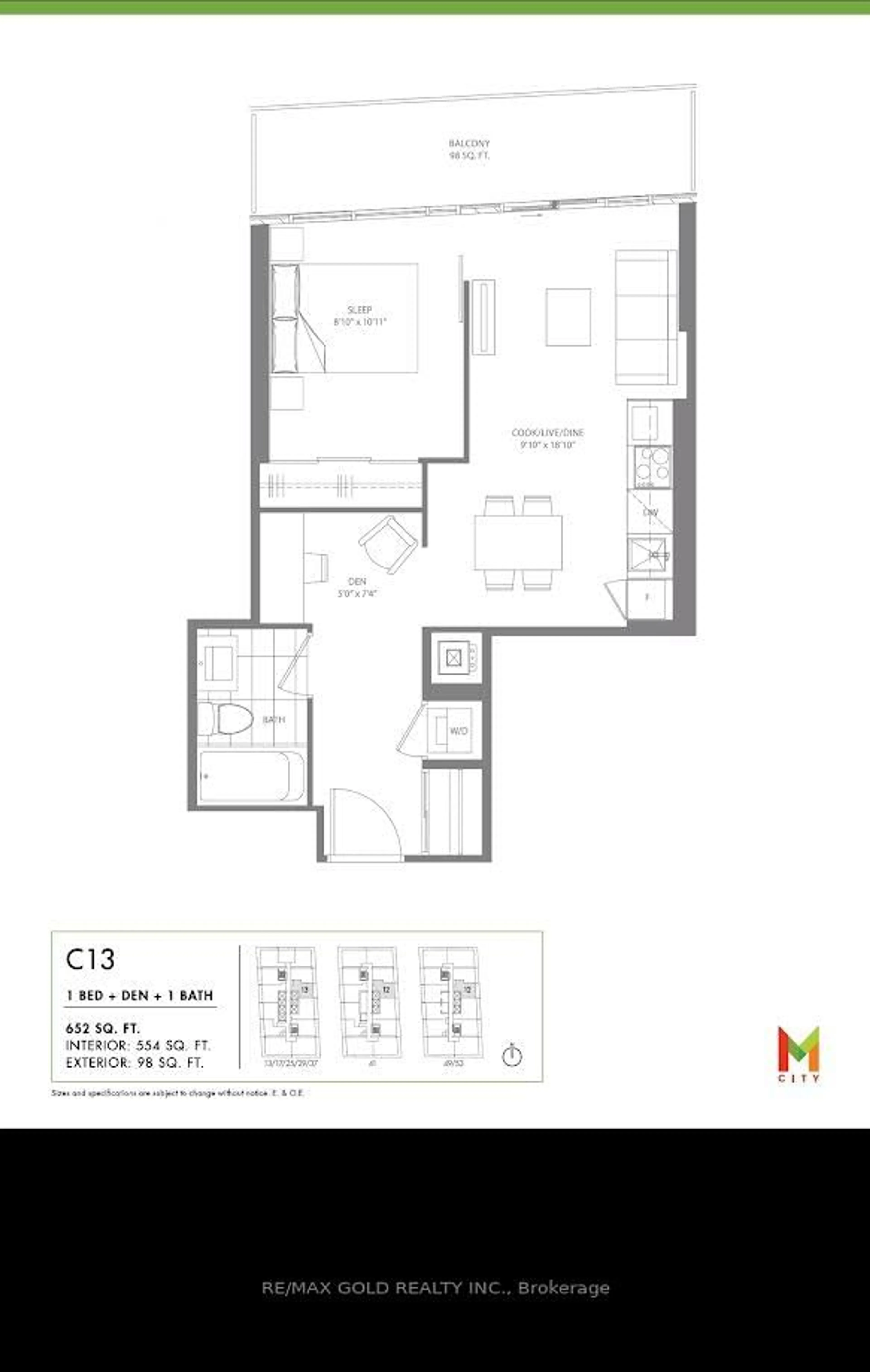 Floor plan for 3900 Confederation Pkwy #1713, Mississauga Ontario L5B 0M3