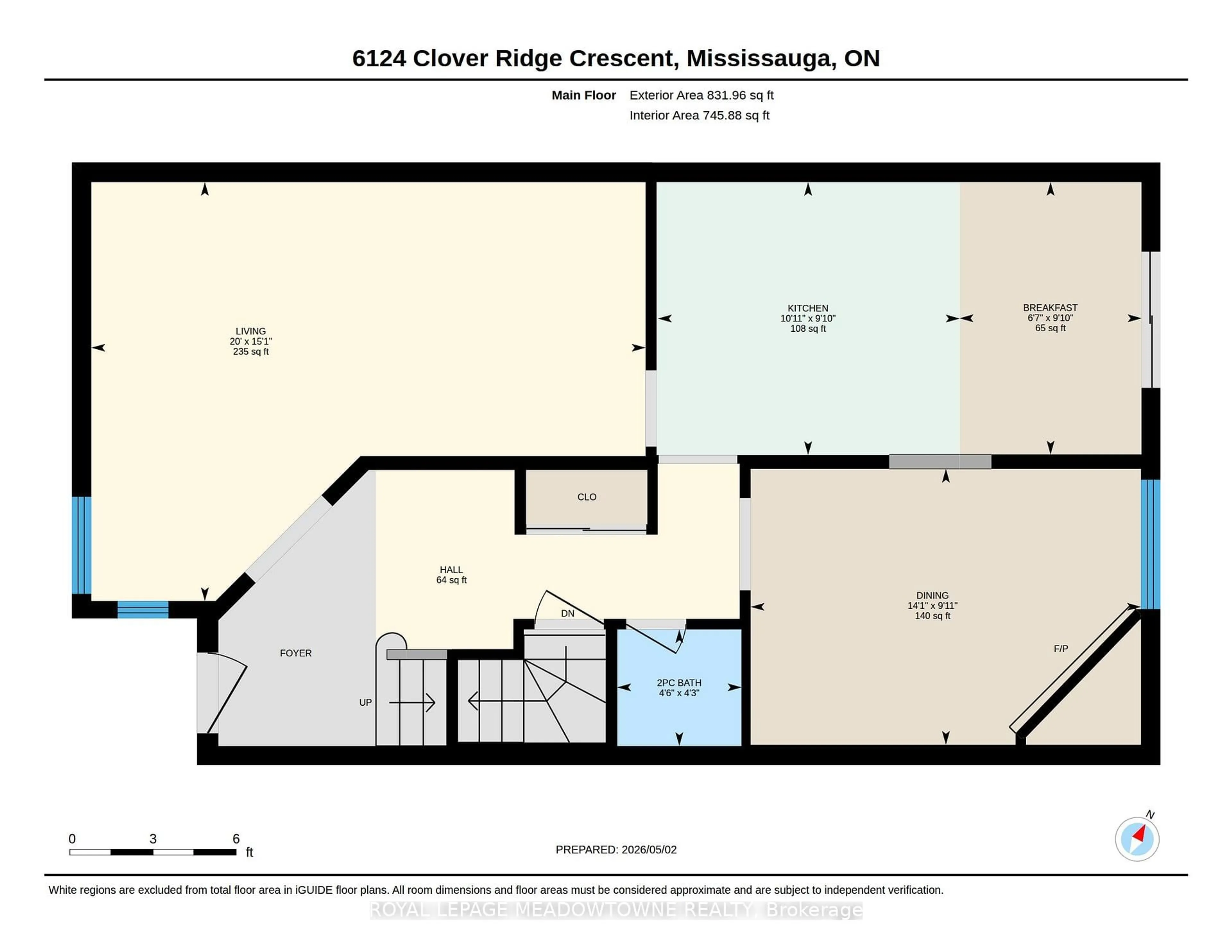 Floor plan for 6124 Clover Ridge Cres, Mississauga Ontario L5N 7B2