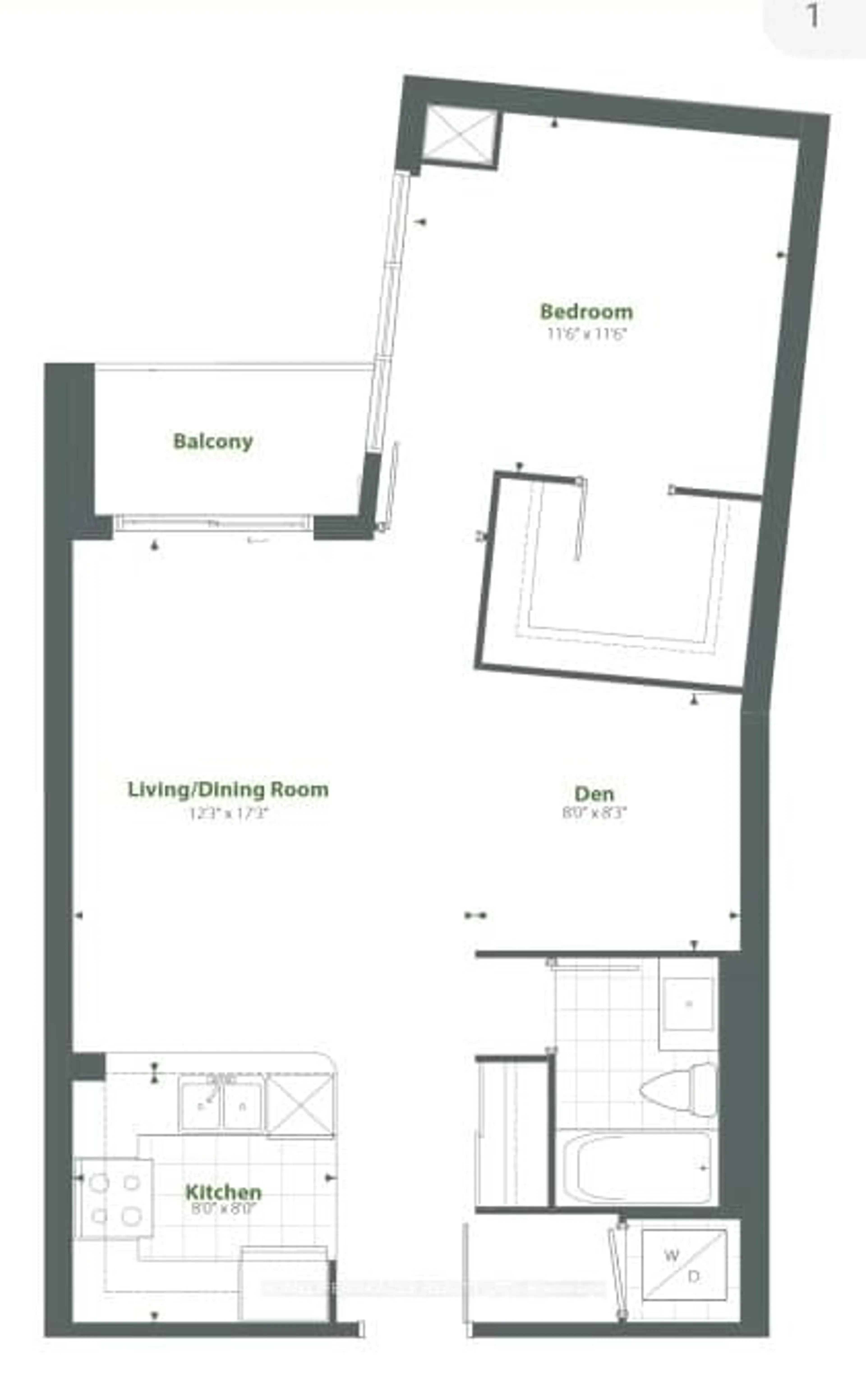 Floor plan for 50 Thomas Riley Rd #521, Toronto Ontario M9B 0C5