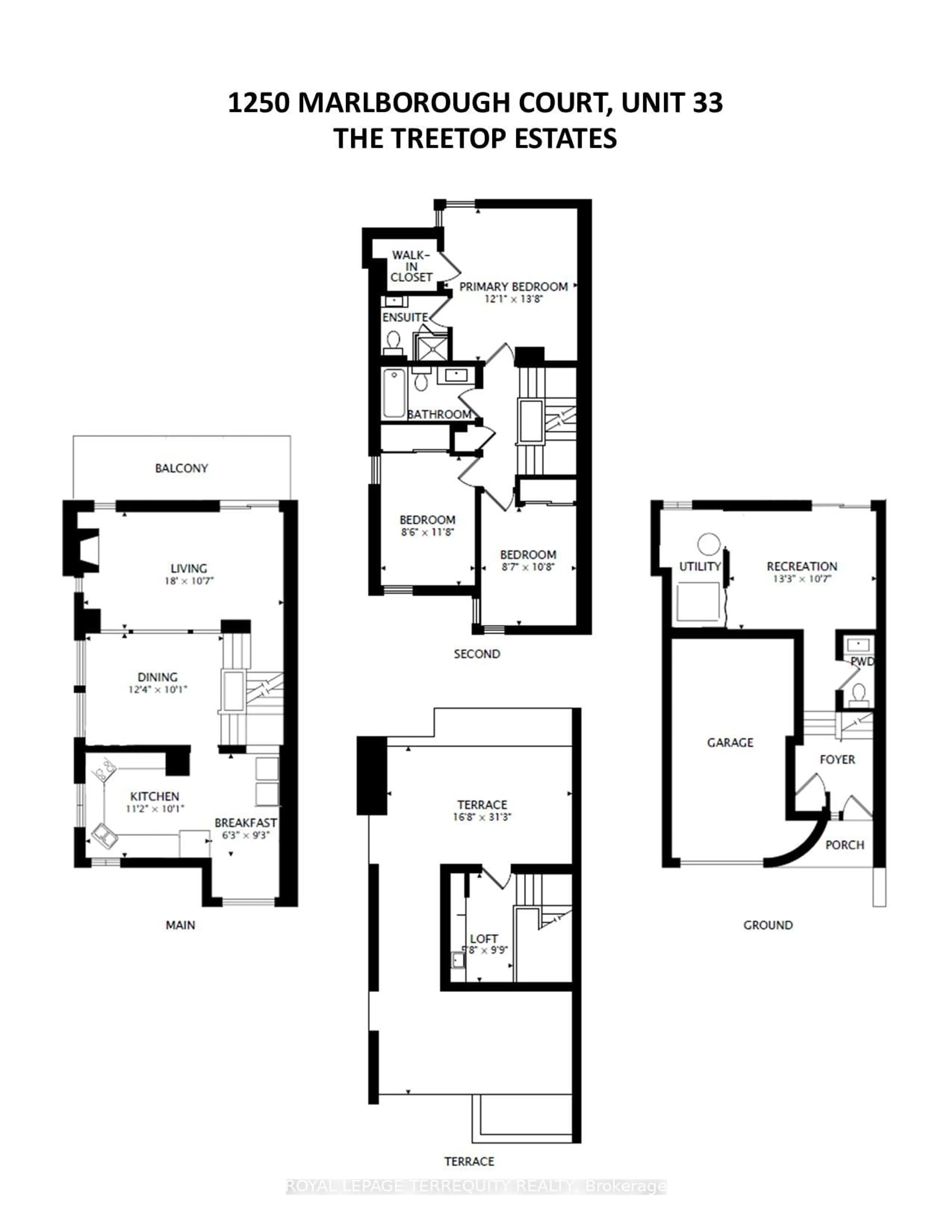 Floor plan for 1250 Marlborough Crt #33, Oakville Ontario L6H 2W7