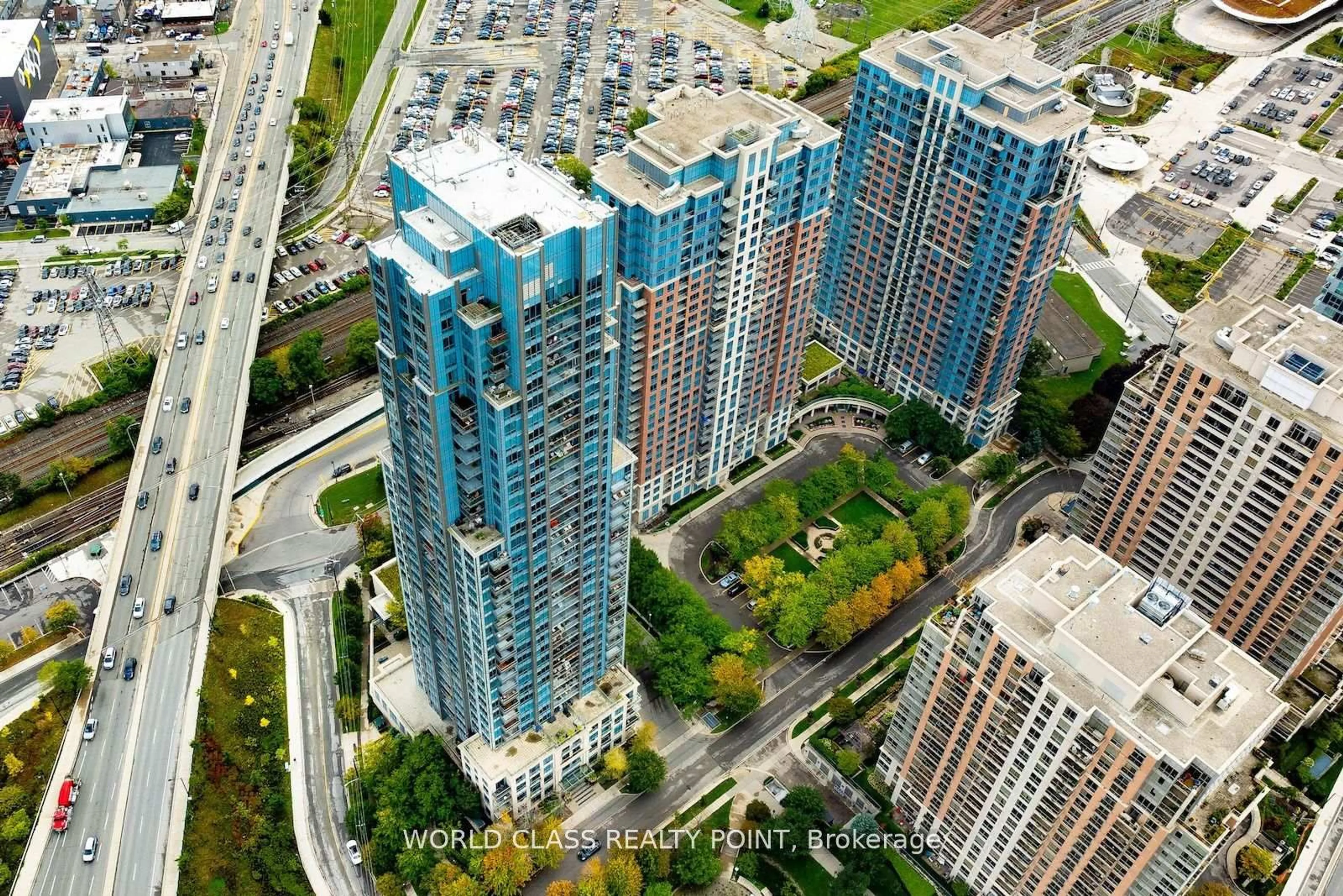 A pic from outside/outdoor area/front of a property/back of a property/a pic from drone, city buildings view from balcony for 15 Viking Lane #2502, Toronto Ontario M9B 0A4