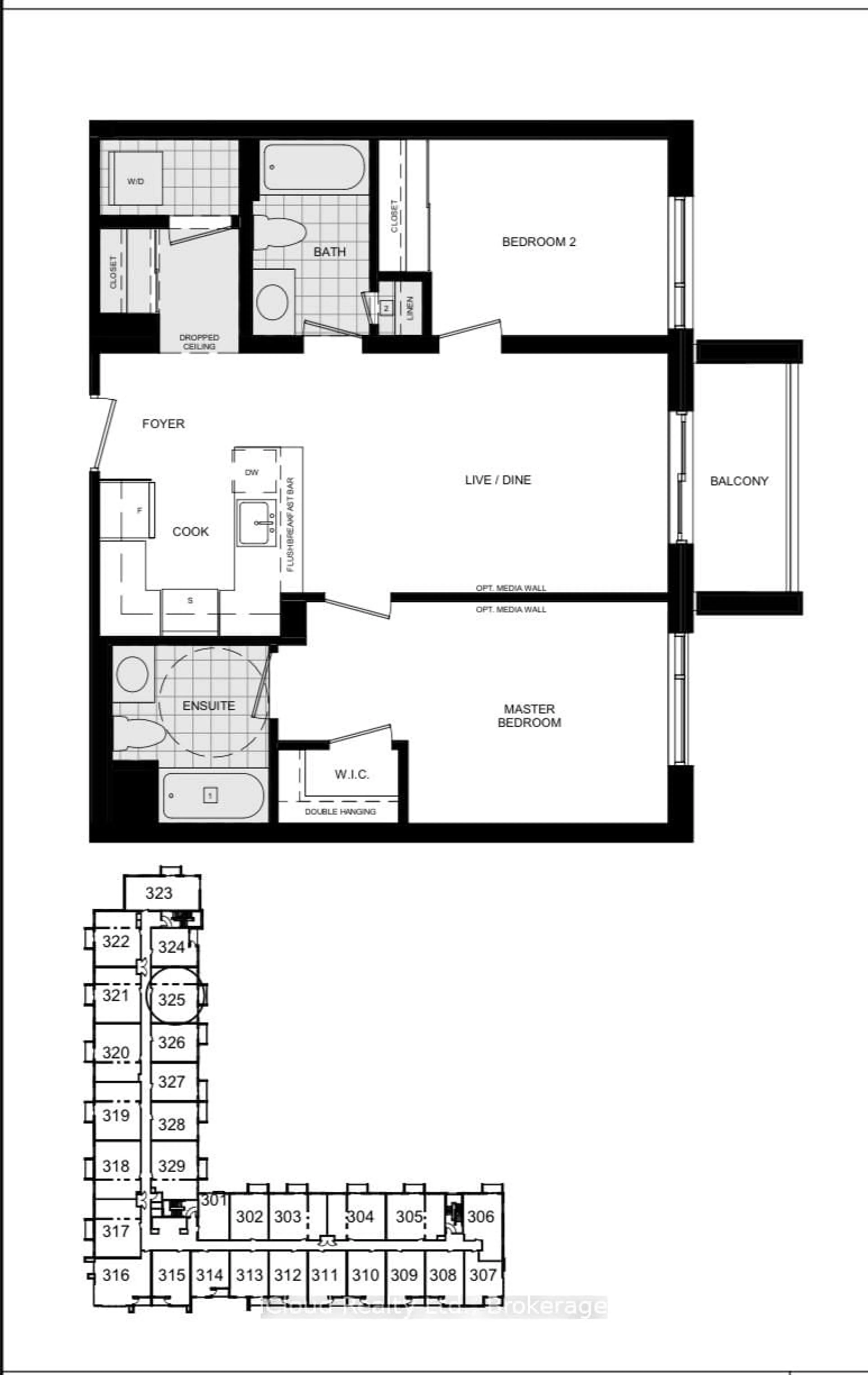 Floor plan for 95 Dundas St #325, Oakville Ontario L6M 5N4