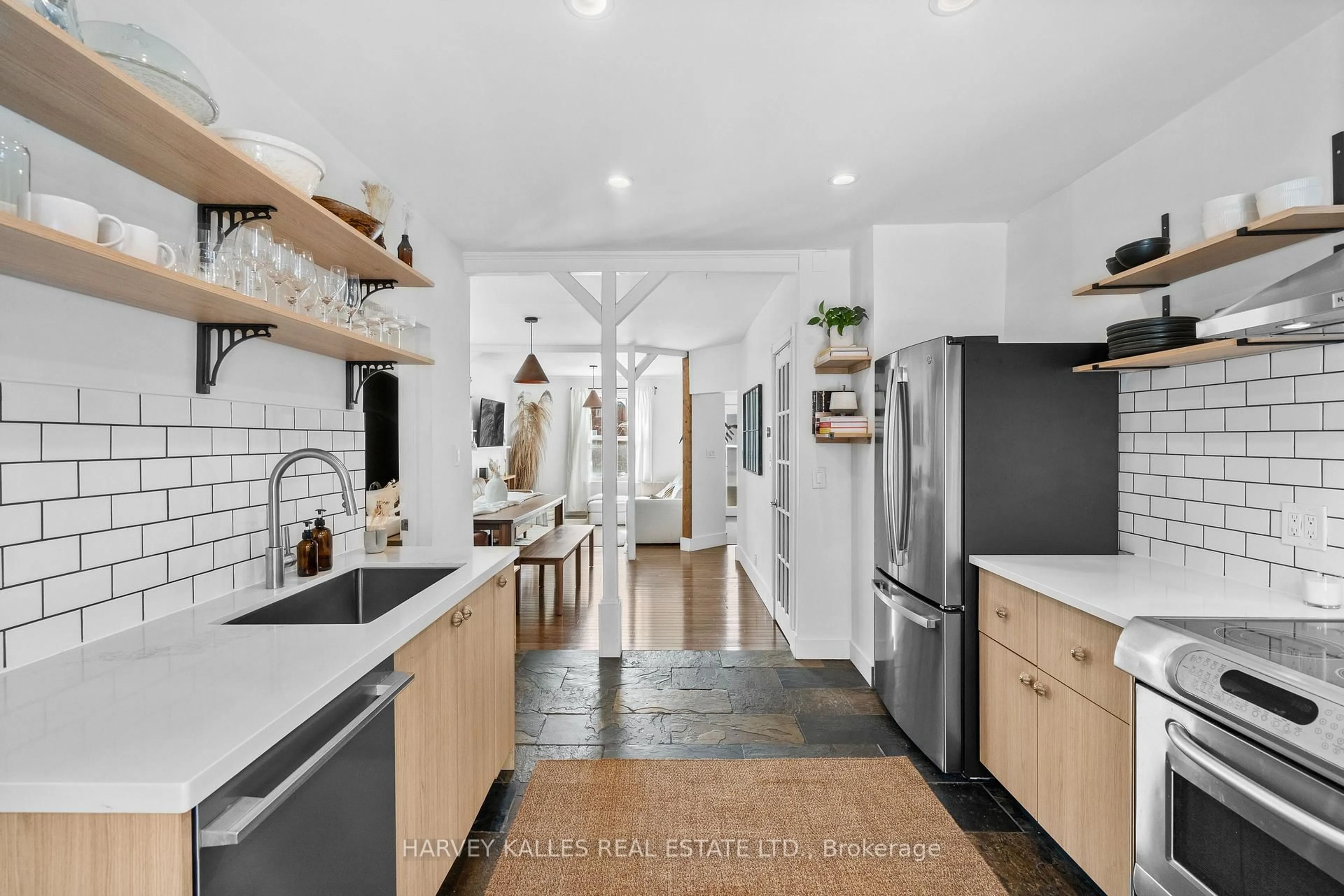 Open concept kitchen, ceramic/tile floor for 14 Manitoba St, Toronto Ontario M8Y 1C7