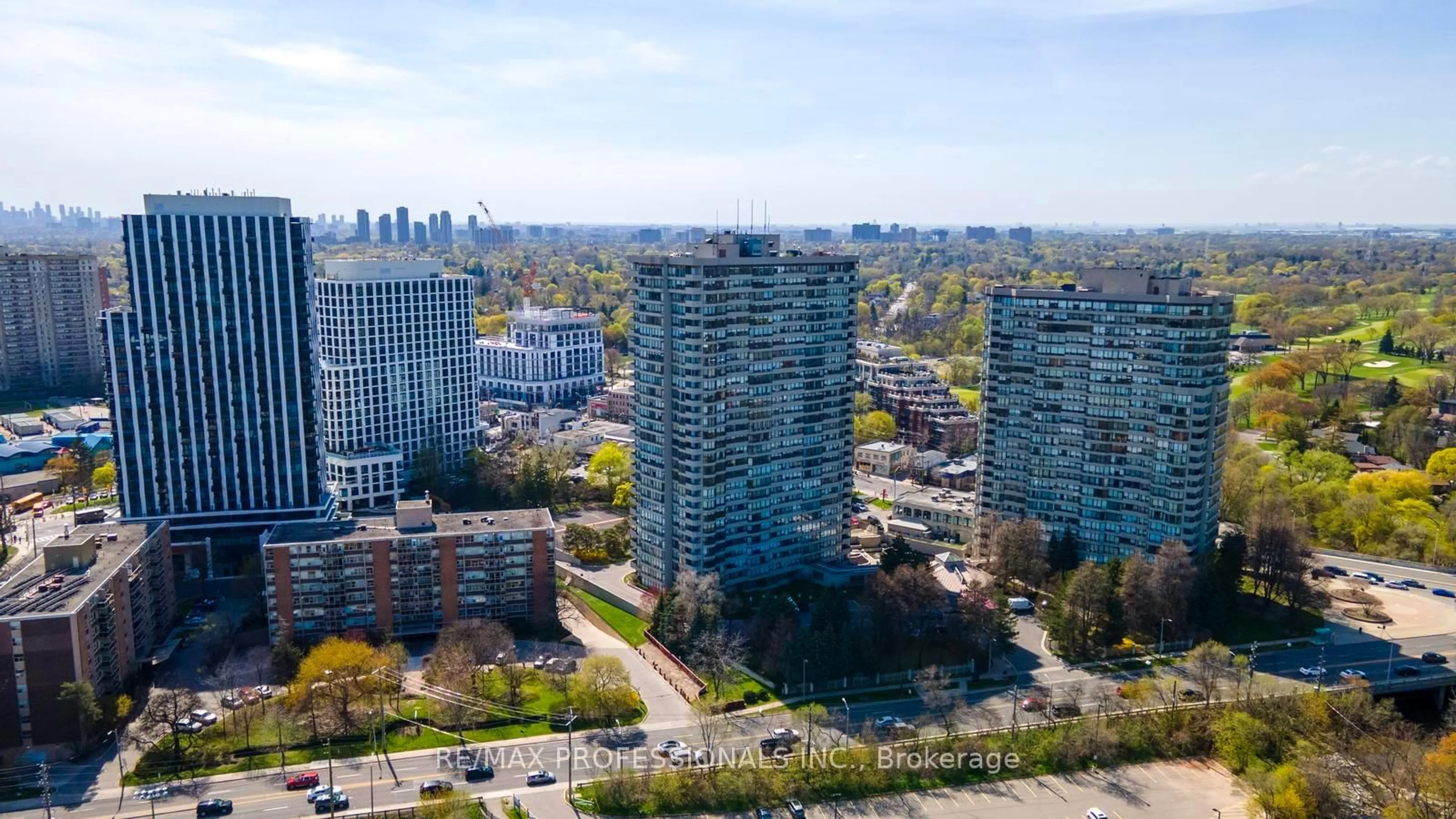 A pic from outside/outdoor area/front of a property/back of a property/a pic from drone, city buildings view from balcony for 1300 Islington Ave #2308, Toronto Ontario M9A 5C4