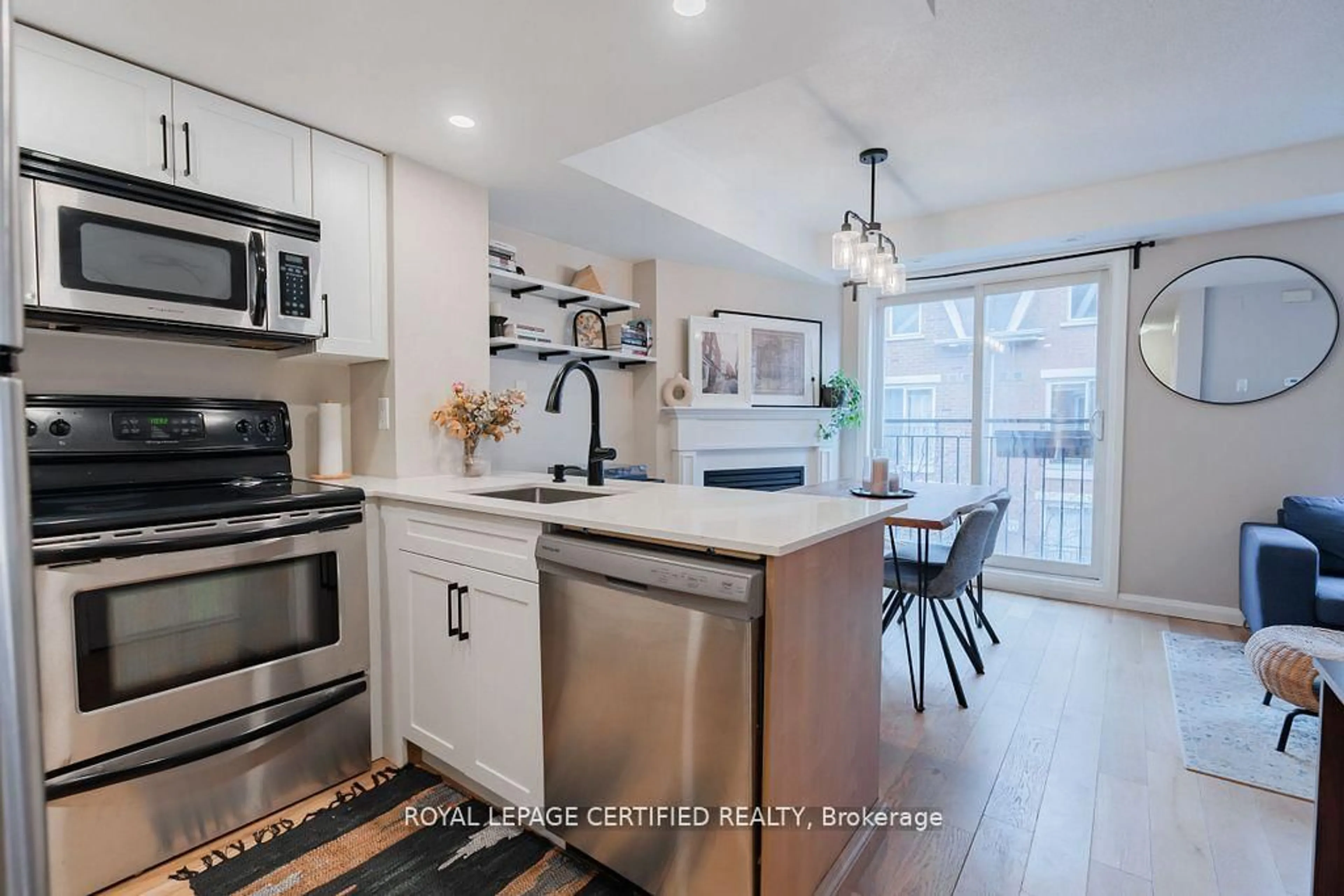 Open concept kitchen, ceramic/tile floor for 22 Laidlaw St #1222, Toronto Ontario M6K 1X2