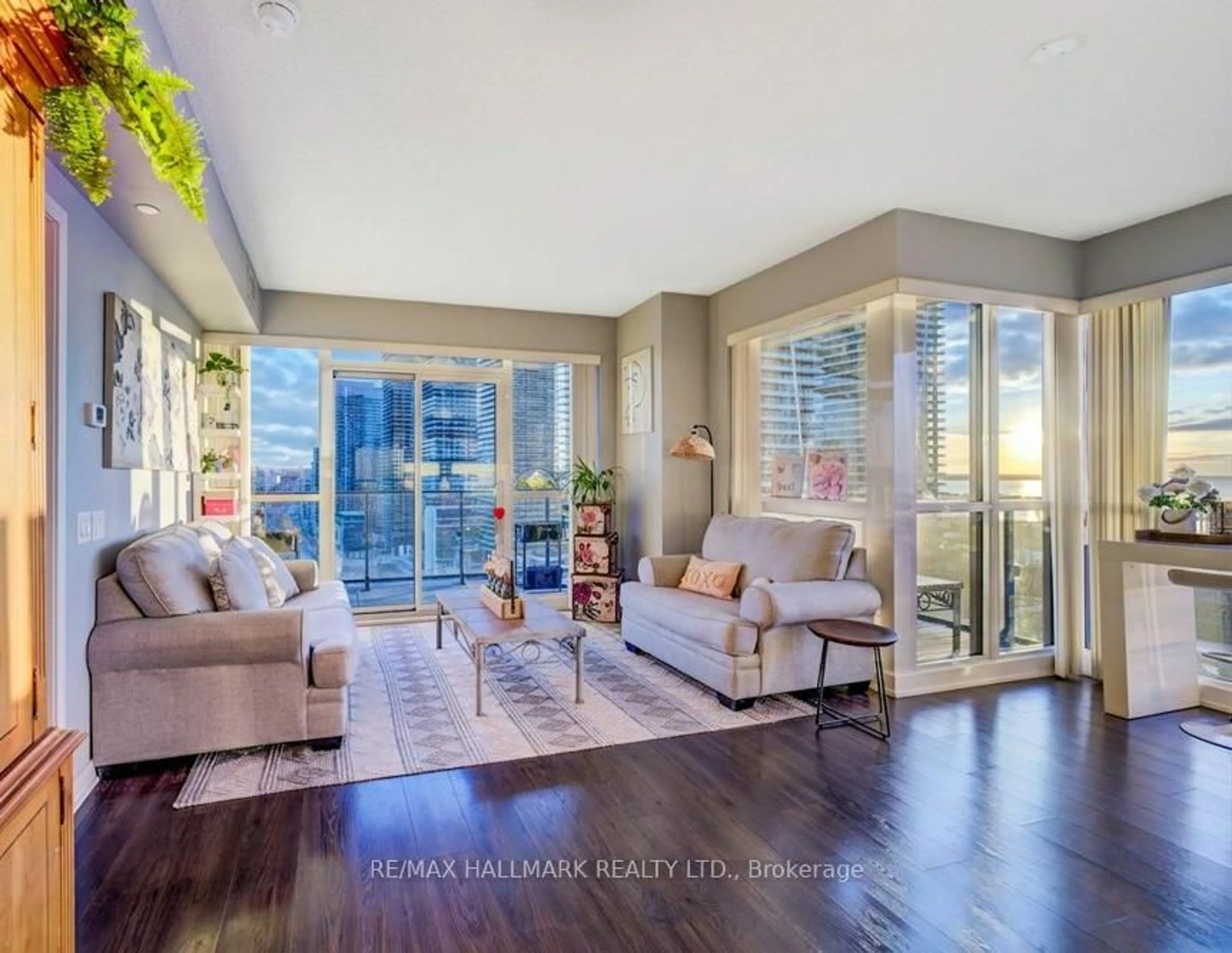 Living room with furniture, wood/laminate floor for 2200 Lakeshore Blvd #2309, Toronto Ontario M8V 1A4