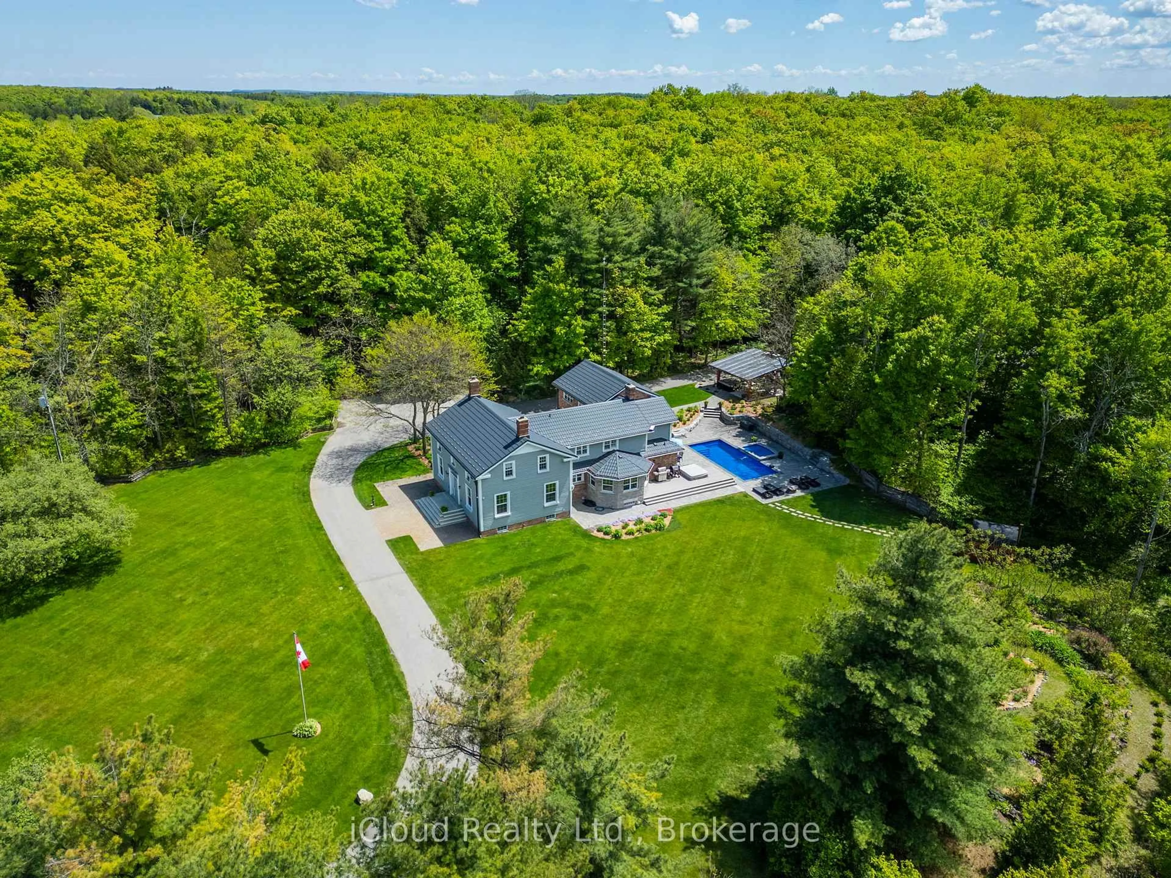 A pic from outside/outdoor area/front of a property/back of a property/a pic from drone, water/lake/river/ocean view for 13232 Fifth Line, Milton Ontario N0B 2K0