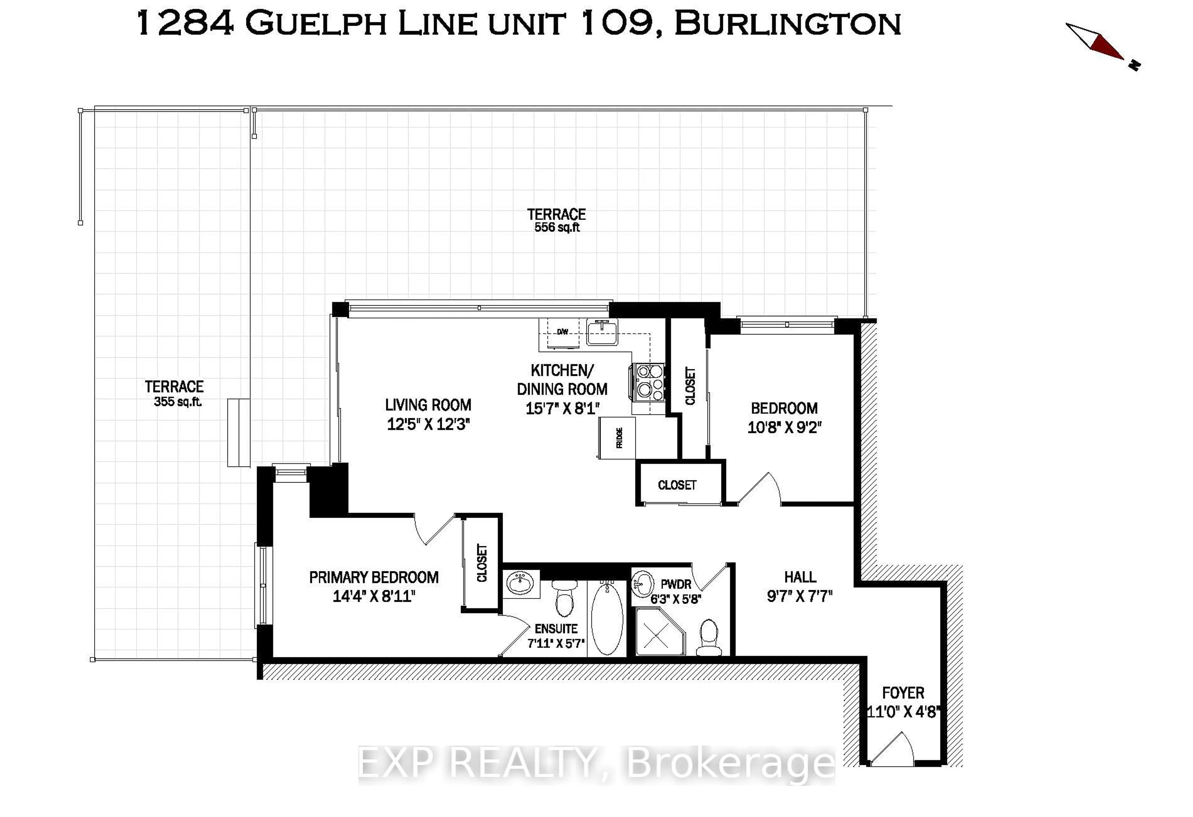 Floor plan for 1284 Guelph Line #109, Burlington Ontario L7P 0T9