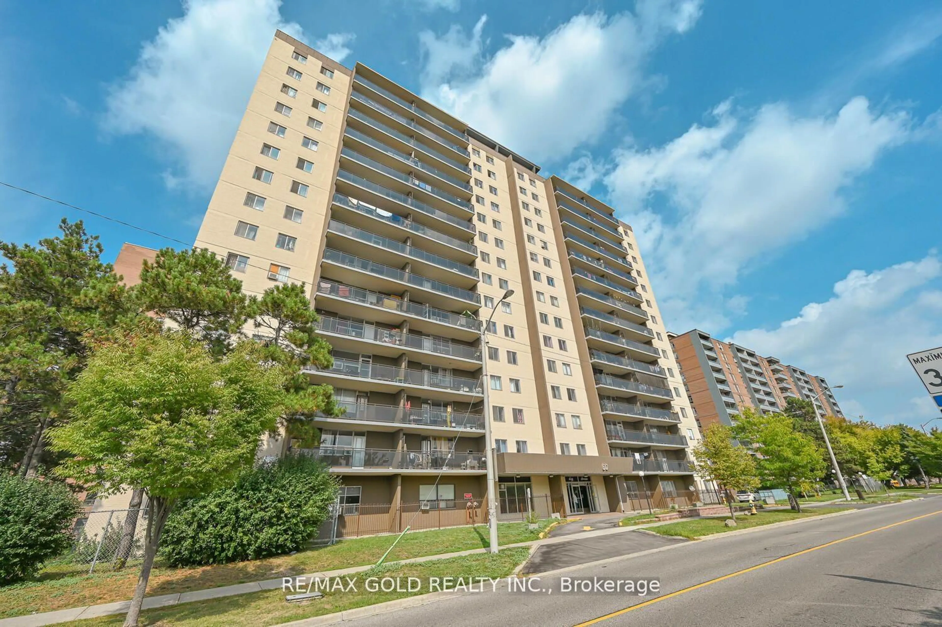 A pic from outside/outdoor area/front of a property/back of a property/a pic from drone, unknown for 60 Stevenson Rd #207, Toronto Ontario M9V 2B4