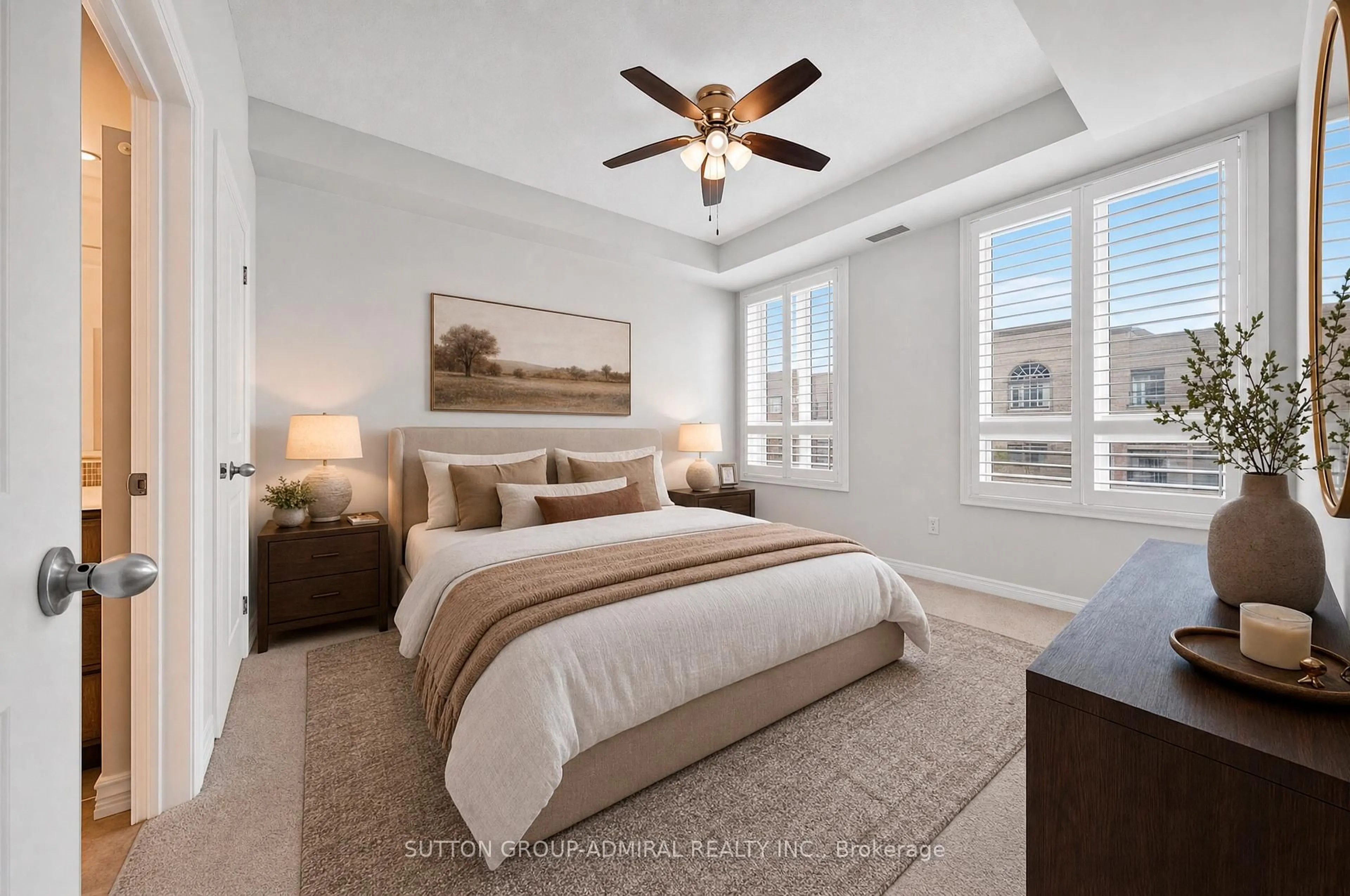Bedroom with bed, carpet floor for 5327 Upper Middle Rd #304, Burlington Ontario L7L 0E9