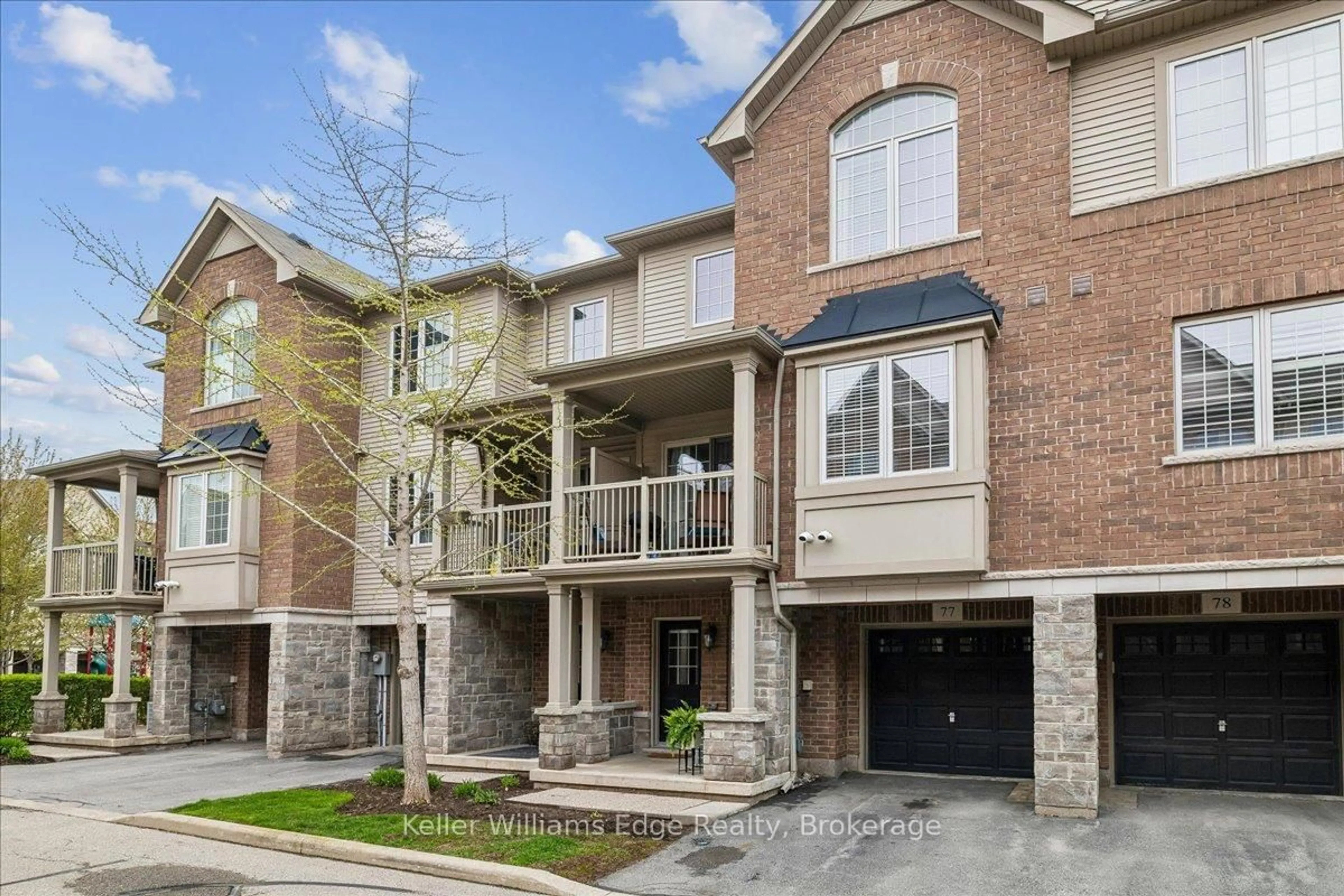 Home with brick exterior material, street for 1401 Plains Rd #77, Burlington Ontario L7R 0C2