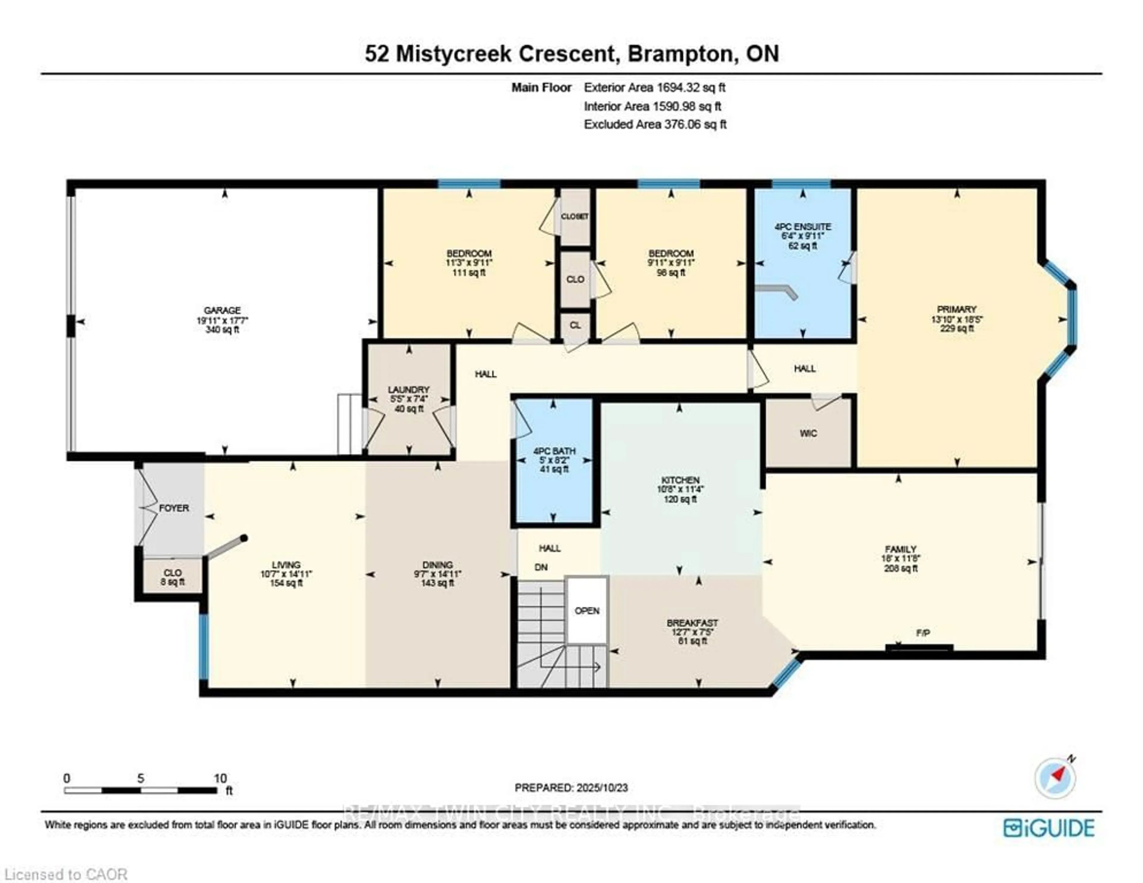 Floor plan for 52 Mistycreek Cres, Brampton Ontario L7A 3E8