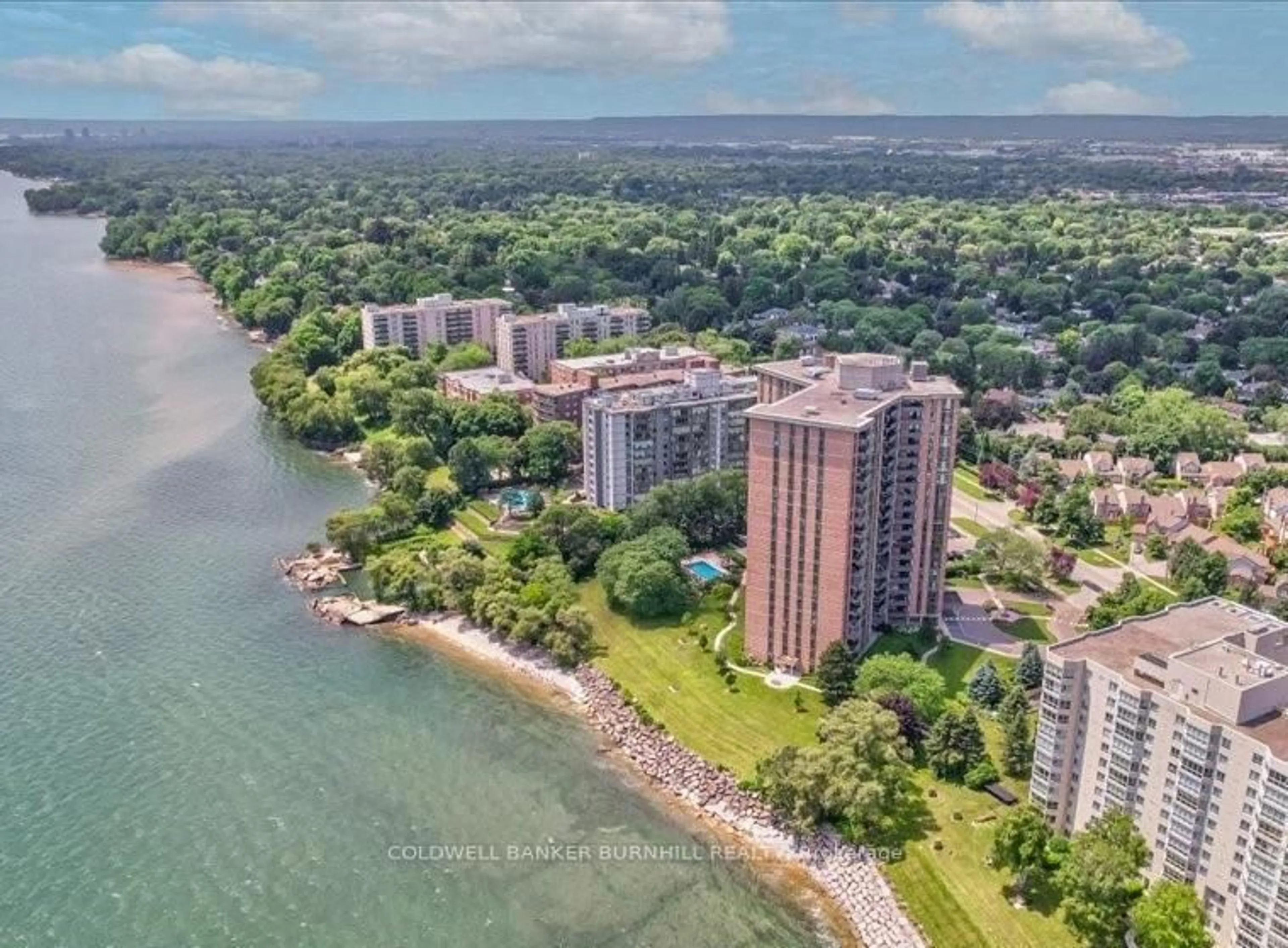 A pic from outside/outdoor area/front of a property/back of a property/a pic from drone, water/lake/river/ocean view for 5250 Lakeshore Rd #1708, Burlington Ontario L7L 5L2