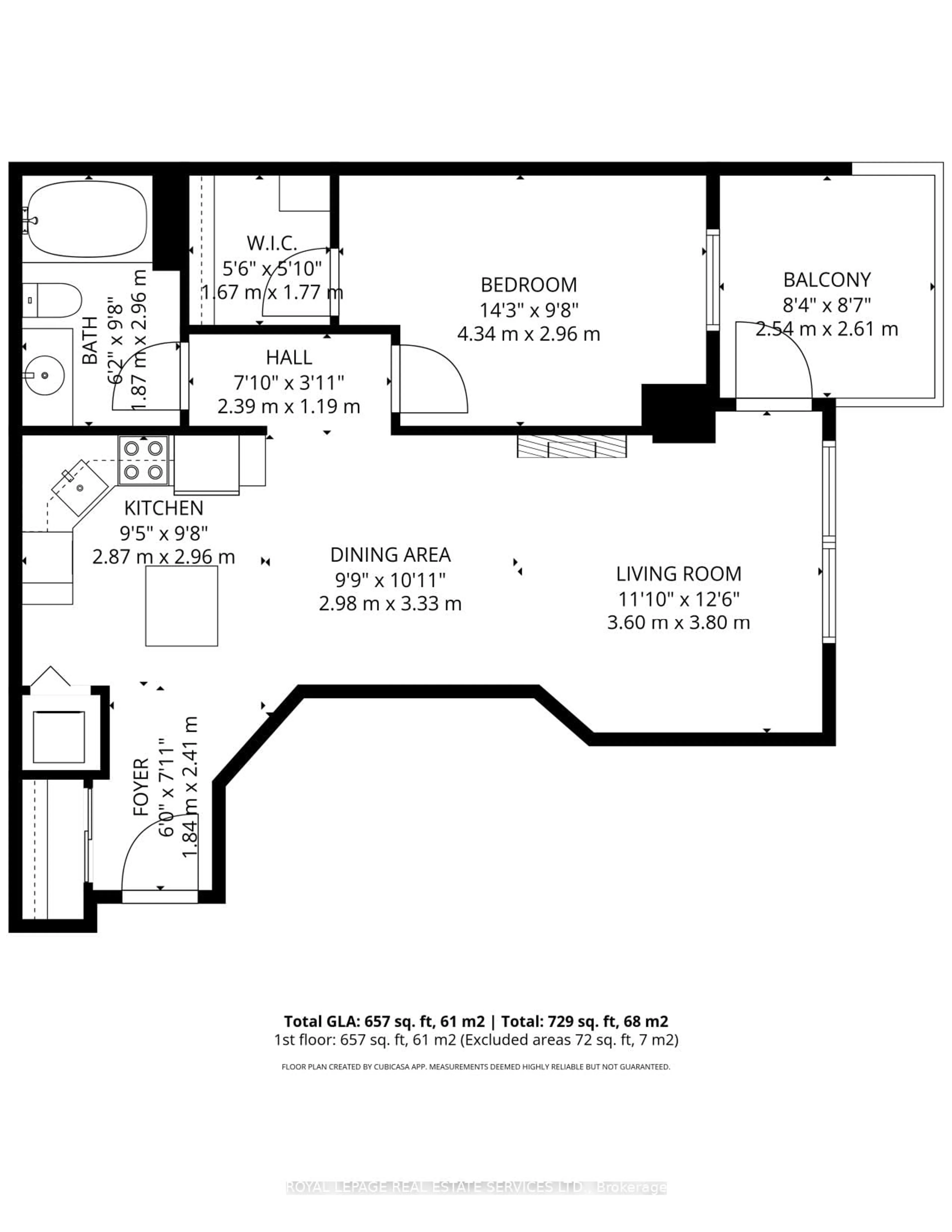 Floor plan for 935 Royal York Rd #305, Toronto Ontario M8Y 4H1