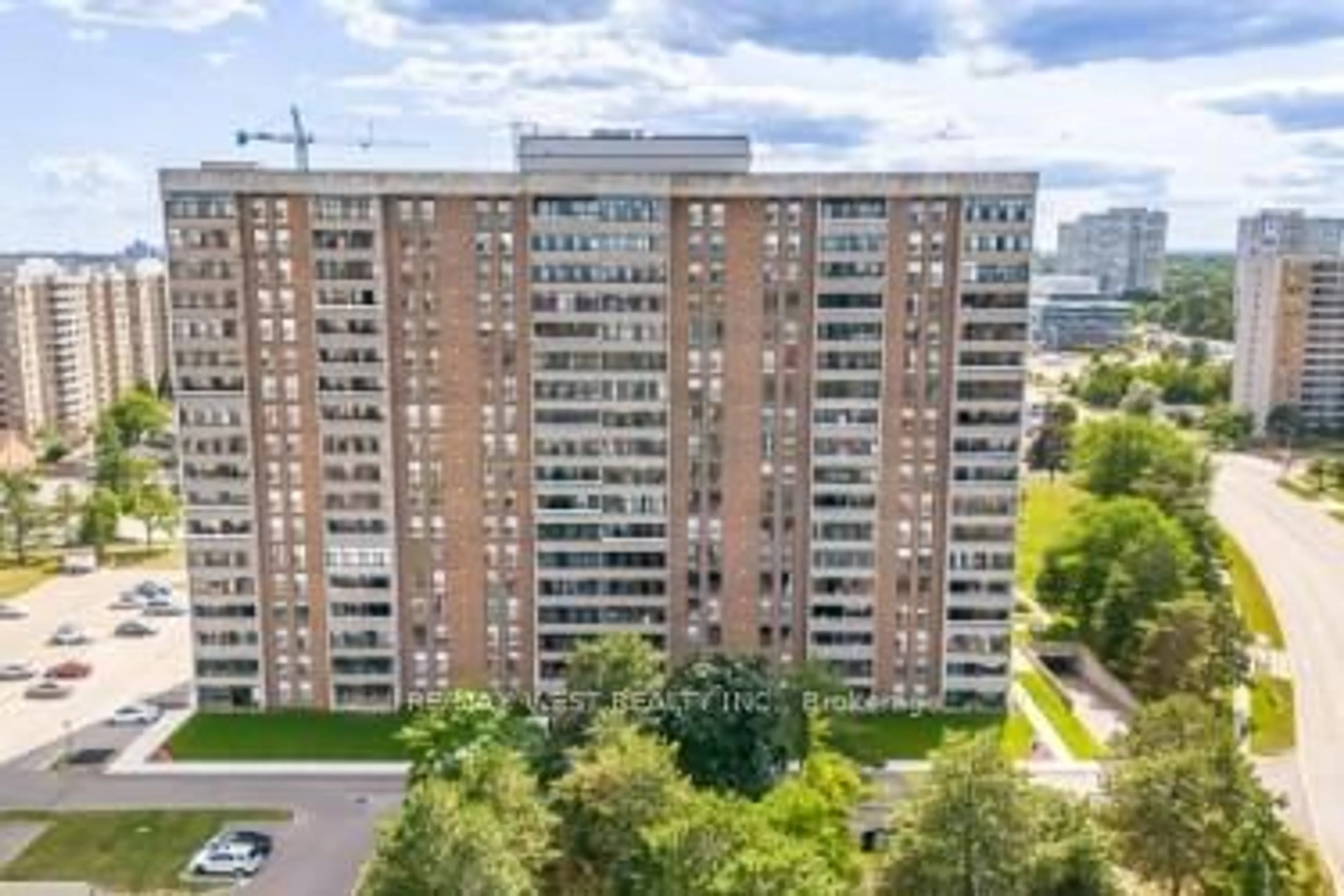 A pic from outside/outdoor area/front of a property/back of a property/a pic from drone, city buildings view from balcony for 15 Kensington Rd #409, Brampton Ontario L6T 3W2