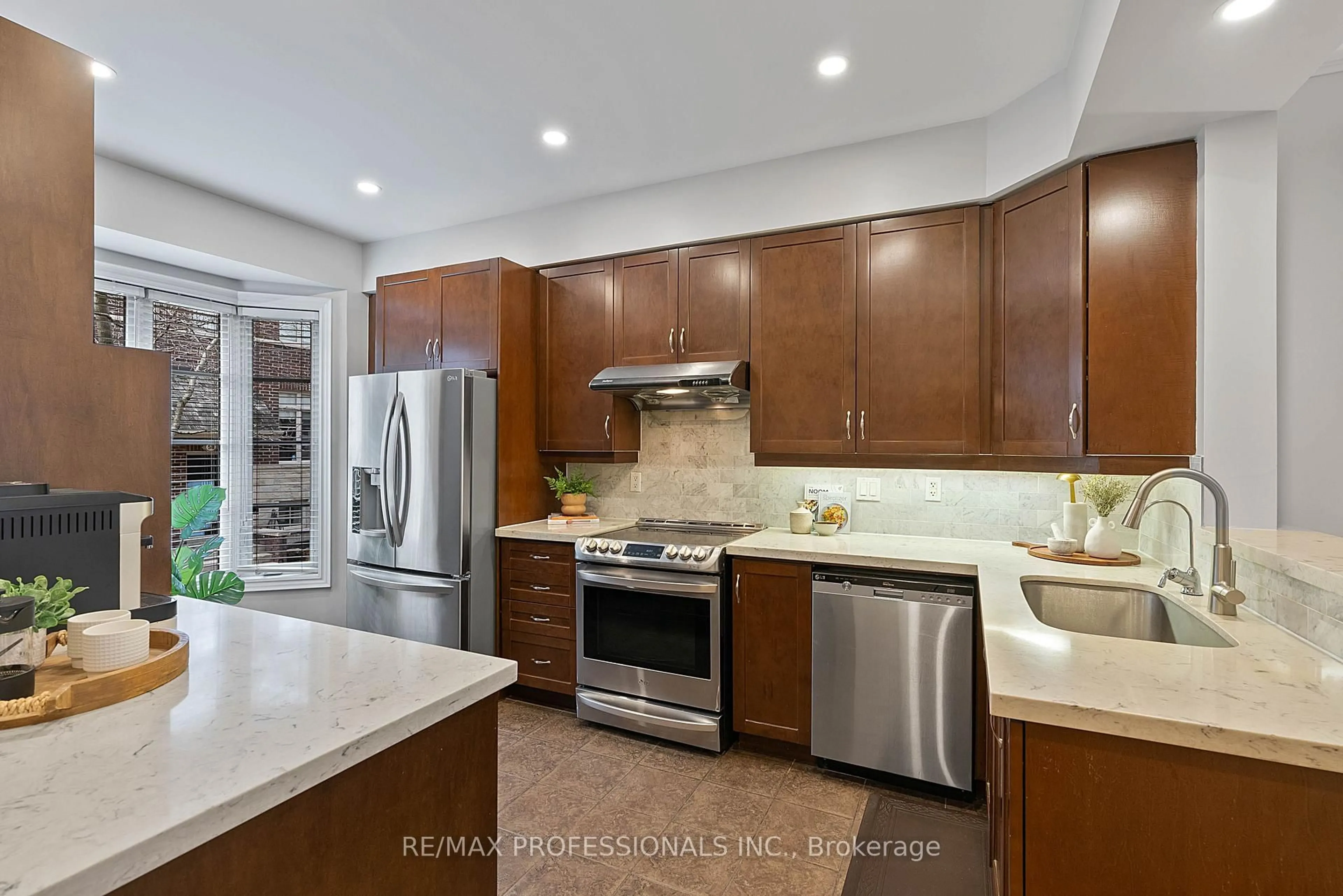 Contemporary kitchen, ceramic/tile floor for 55 Furrow Lane, Toronto Ontario M8Z 0A2